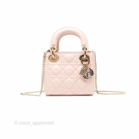 Christian Dior Mini Lady Dior Pink Lambskin Gold Hardware