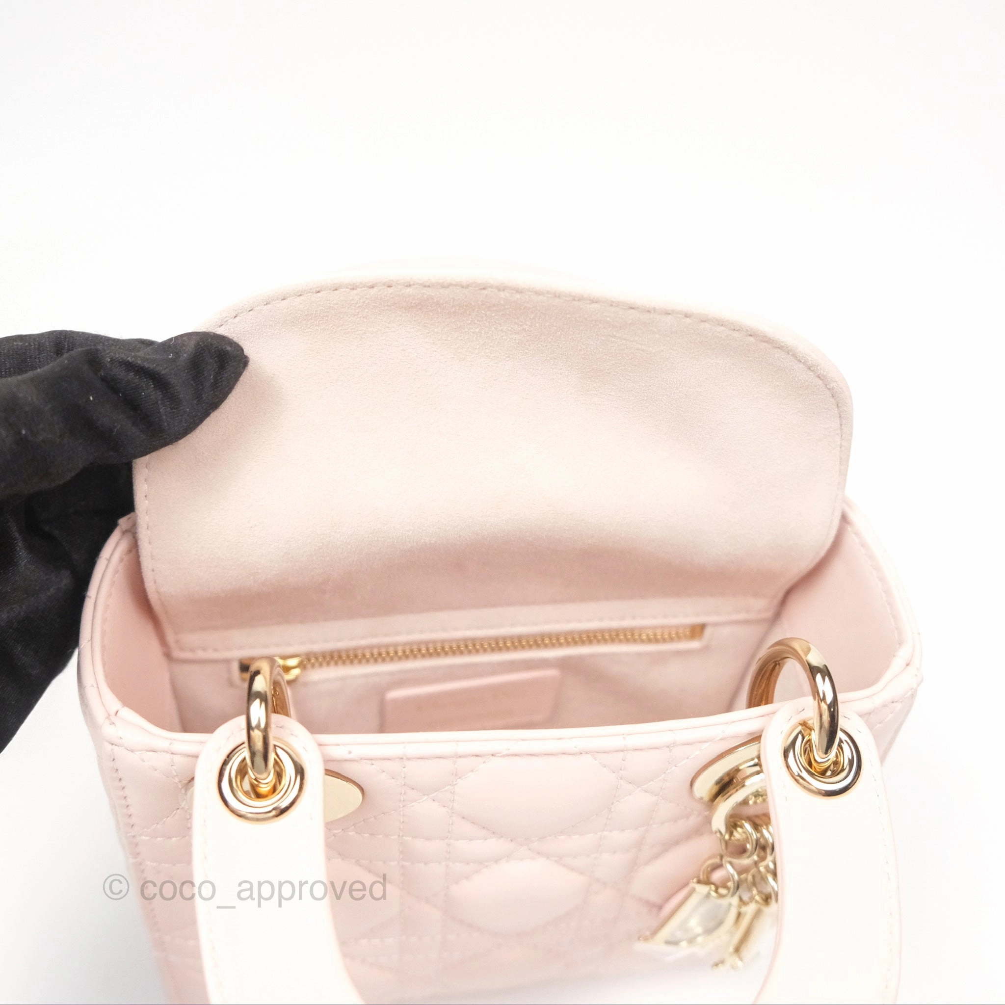 Christian Dior Mini Lady Dior Pink Lambskin Gold Hardware
