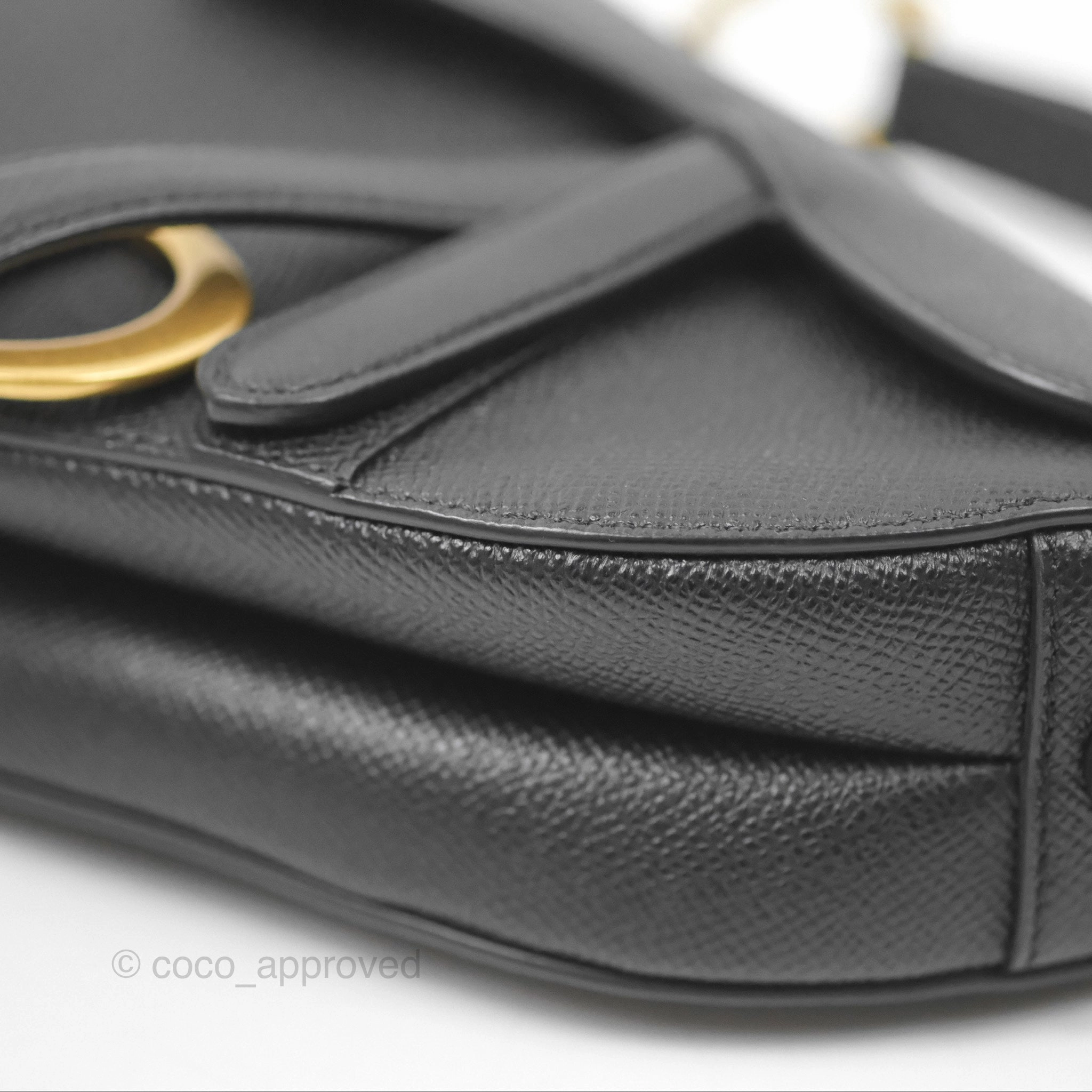 Christian Dior Mini Saddle Bag Black Grained Calfskin Gold Hardware