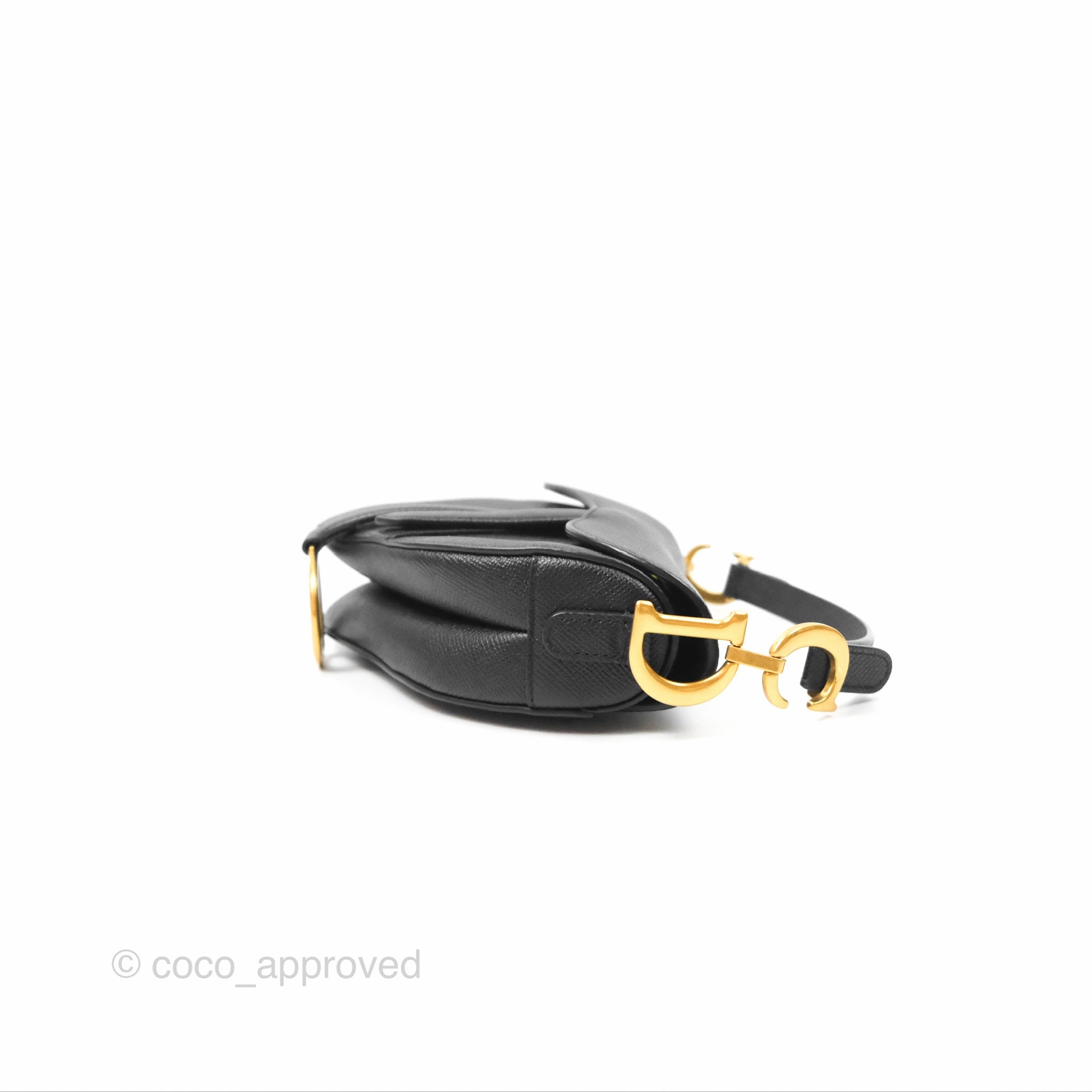 Christian Dior Mini Saddle Bag Black Grained Calfskin Gold Hardware