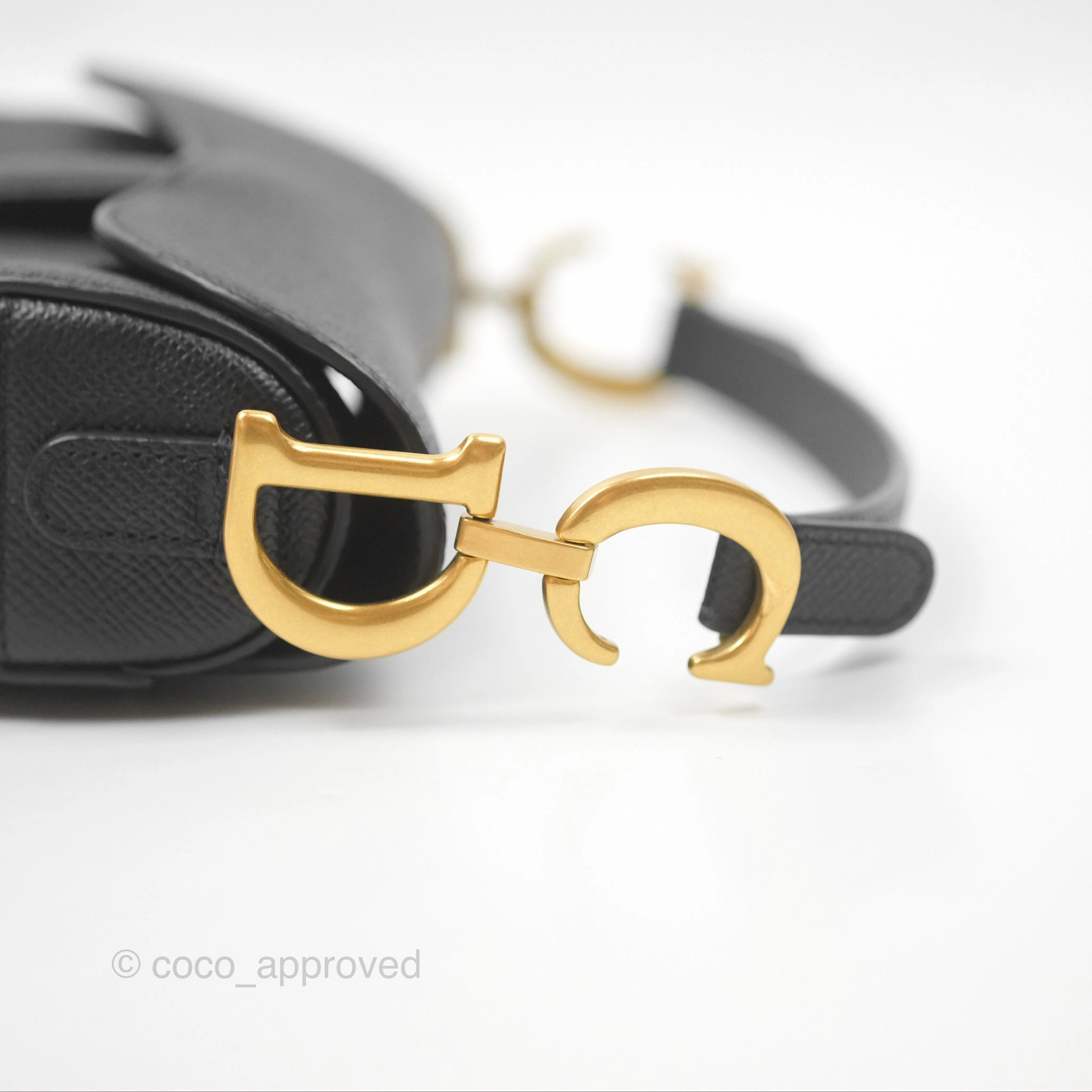 Christian Dior Mini Saddle Bag Black Grained Calfskin Gold Hardware