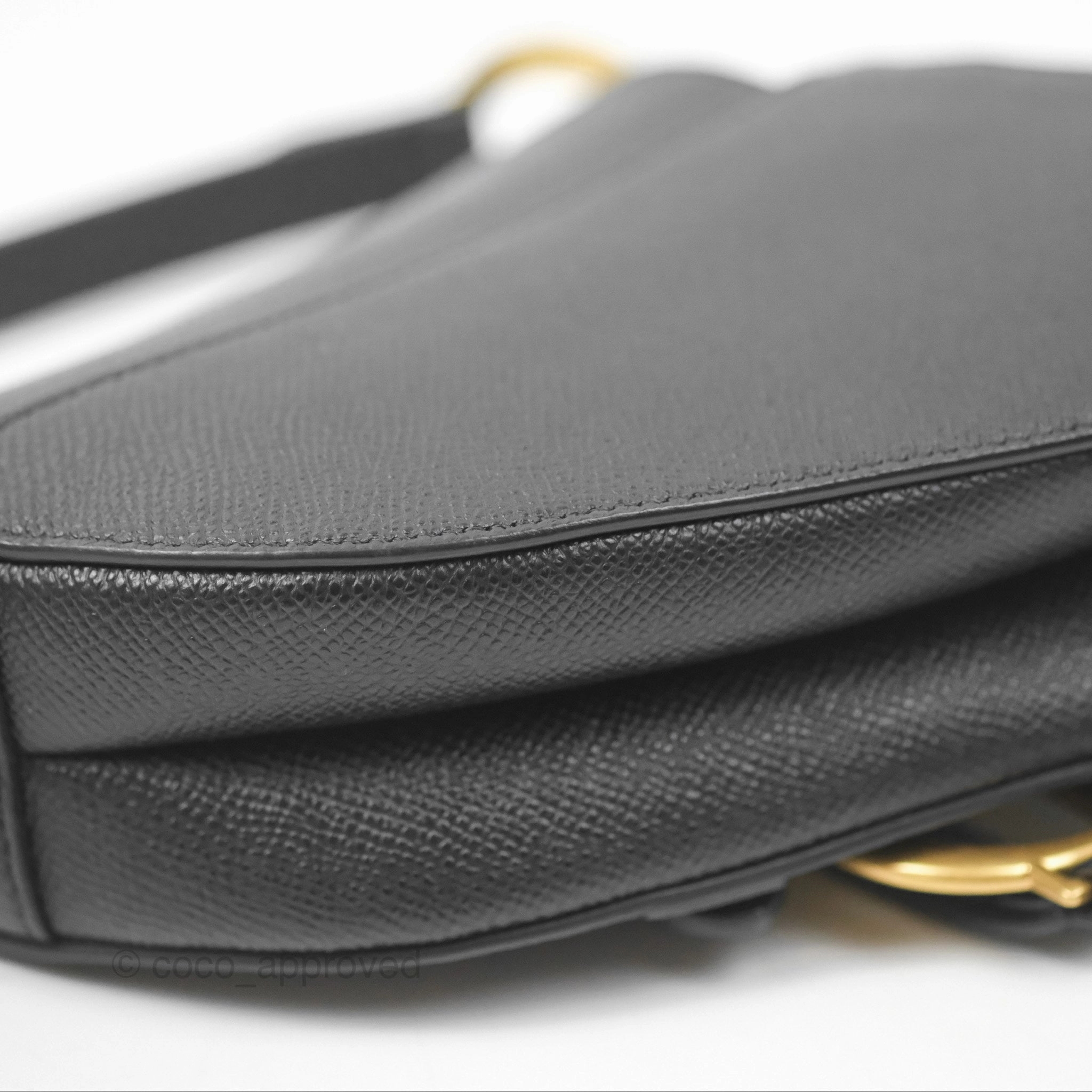 Christian Dior Mini Saddle Bag Black Grained Calfskin Gold Hardware