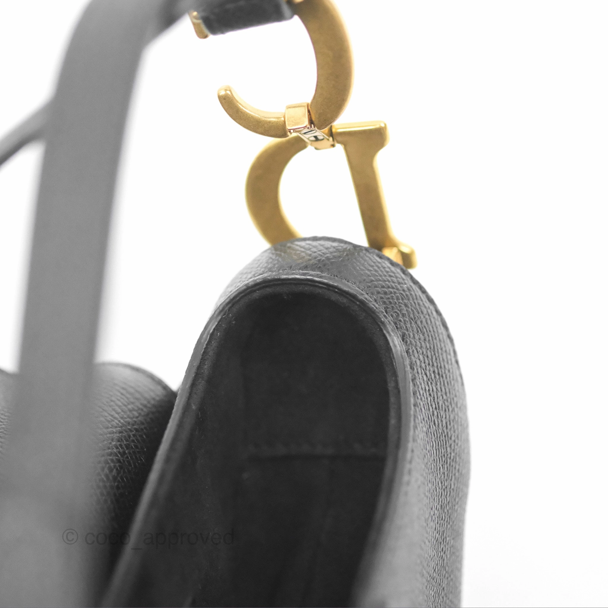 Christian Dior Mini Saddle Bag Black Grained Calfskin Gold Hardware