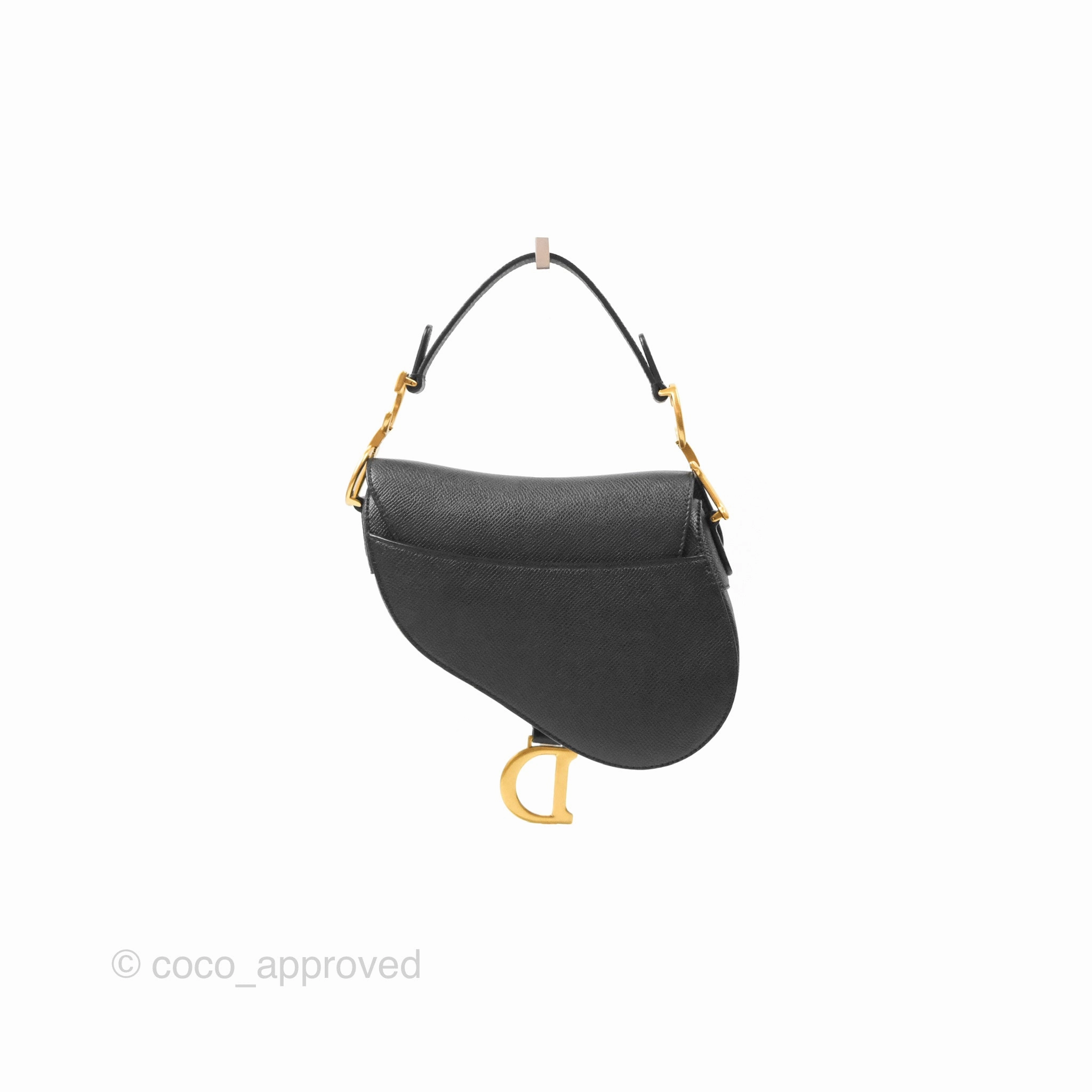 Christian Dior Mini Saddle Bag Black Grained Calfskin Gold Hardware