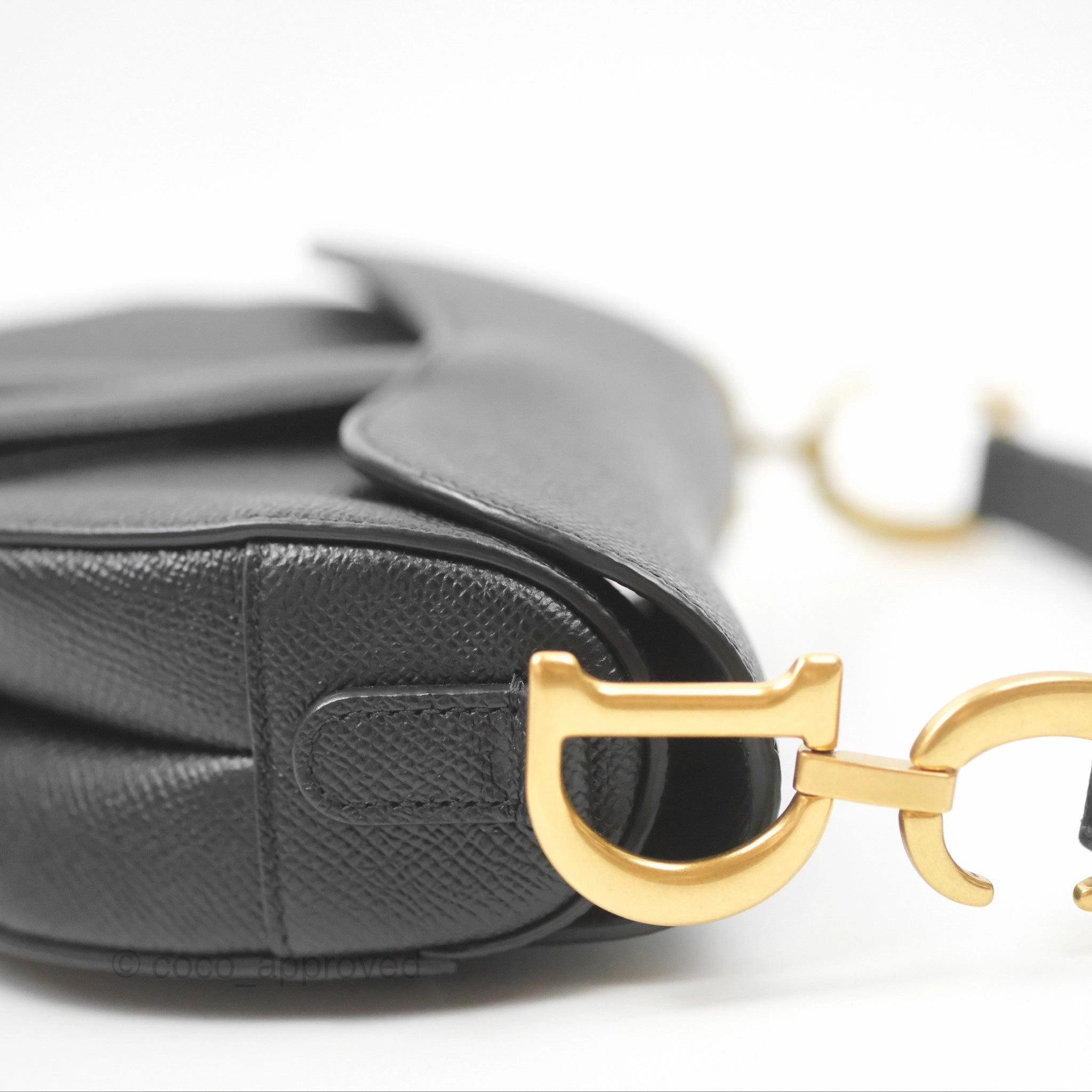 Christian Dior Mini Saddle Bag Black Grained Calfskin Gold Hardware