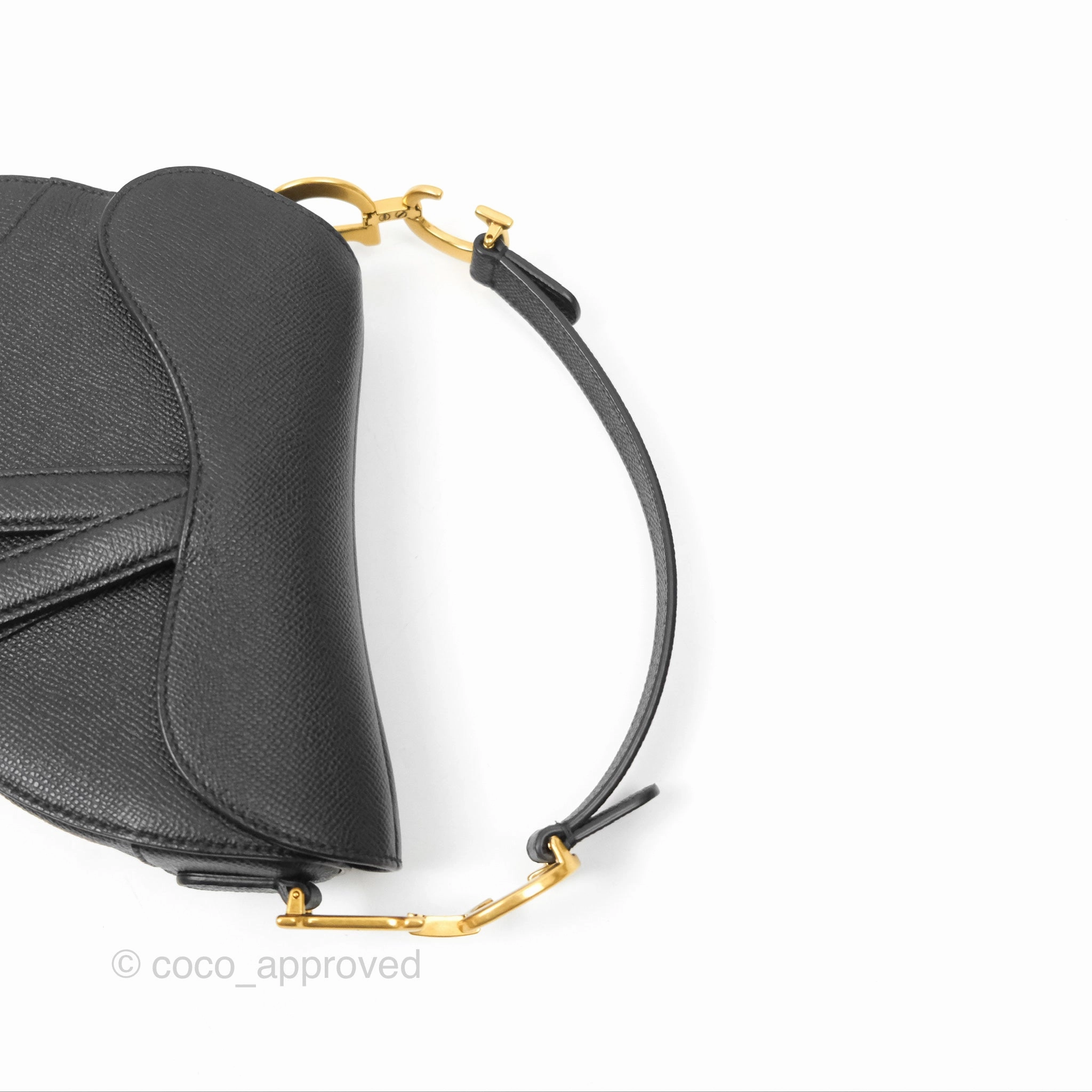 Christian Dior Mini Saddle Bag Black Grained Calfskin Gold Hardware