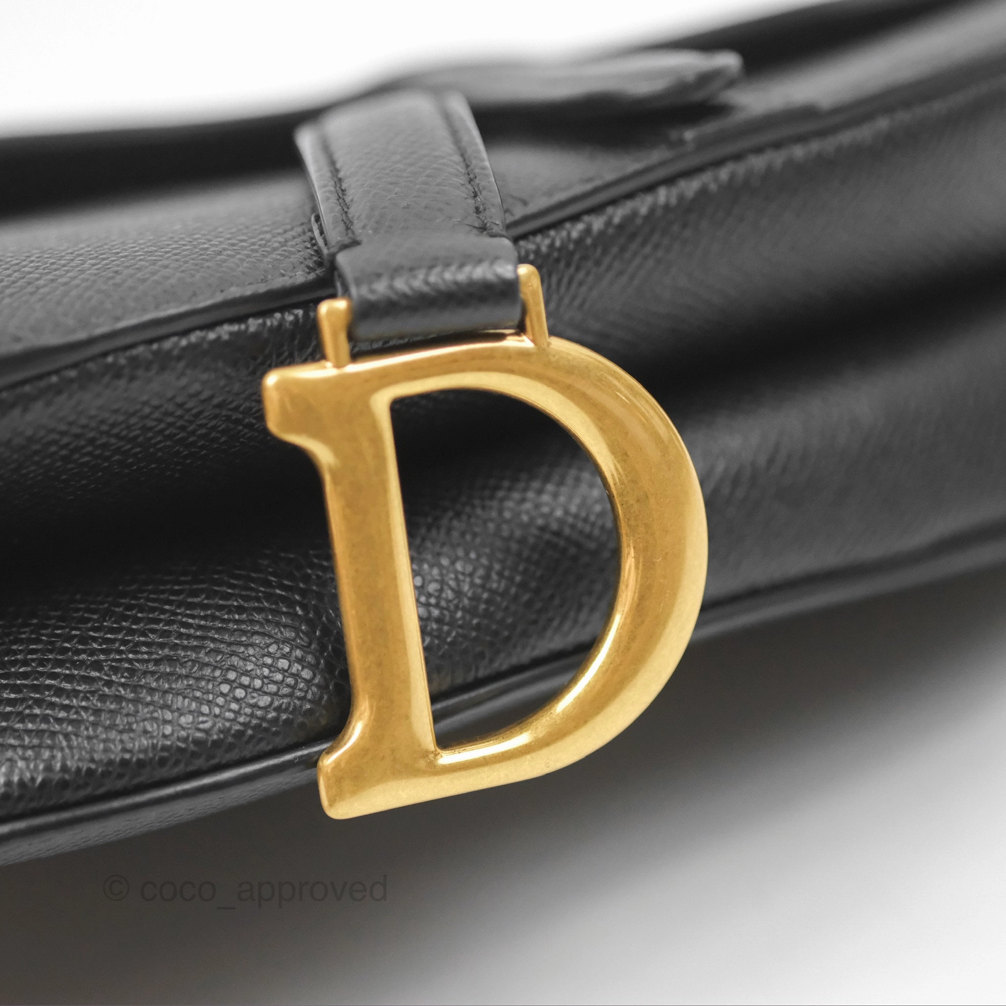 Christian Dior Mini Saddle Bag Black Grained Calfskin Gold Hardware