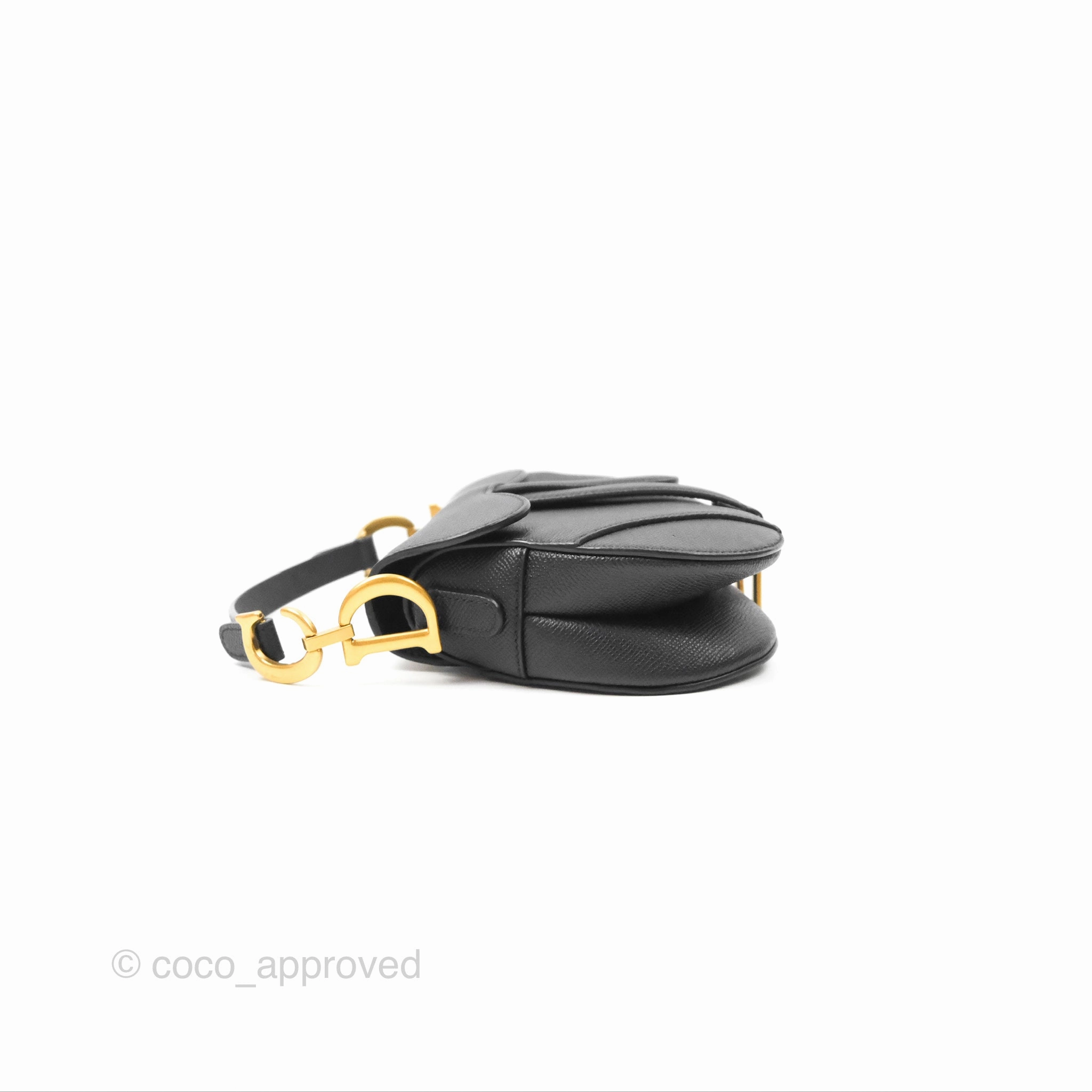 Christian Dior Mini Saddle Bag Black Grained Calfskin Gold Hardware