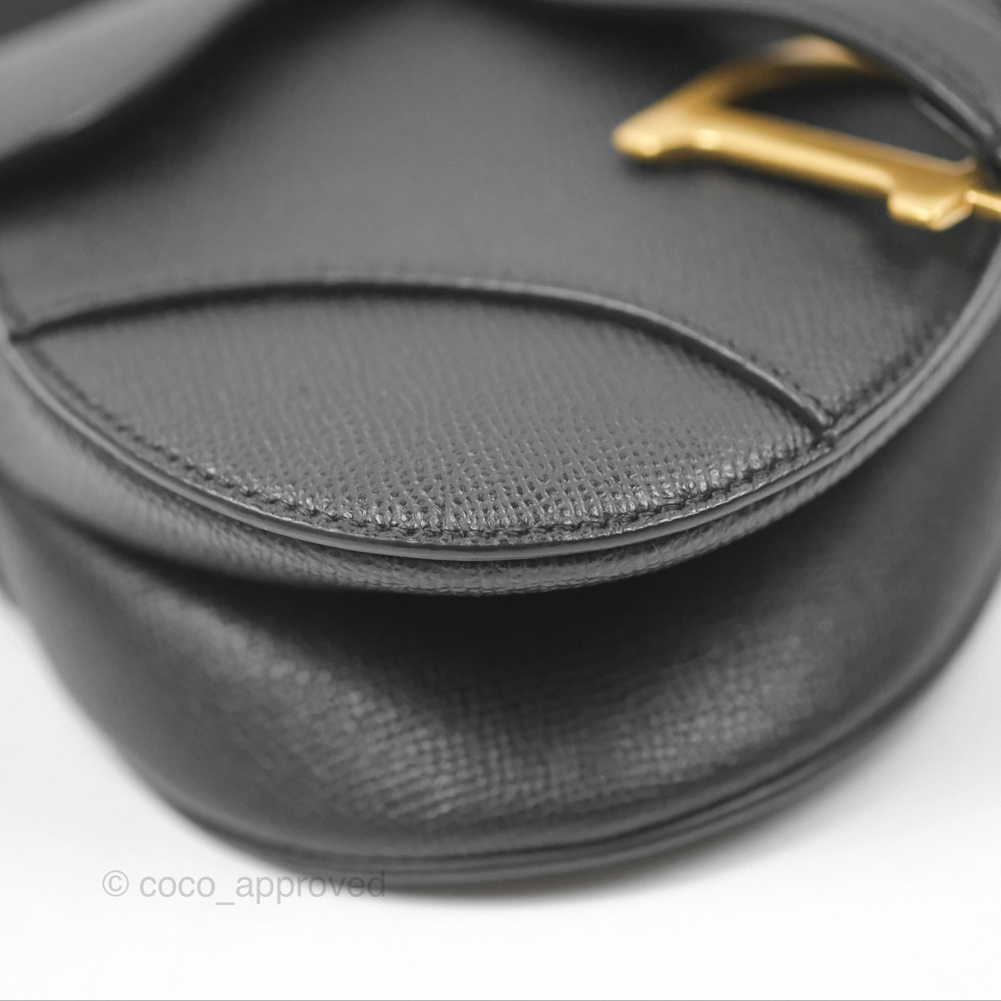 Christian Dior Mini Saddle Bag Black Grained Calfskin Gold Hardware