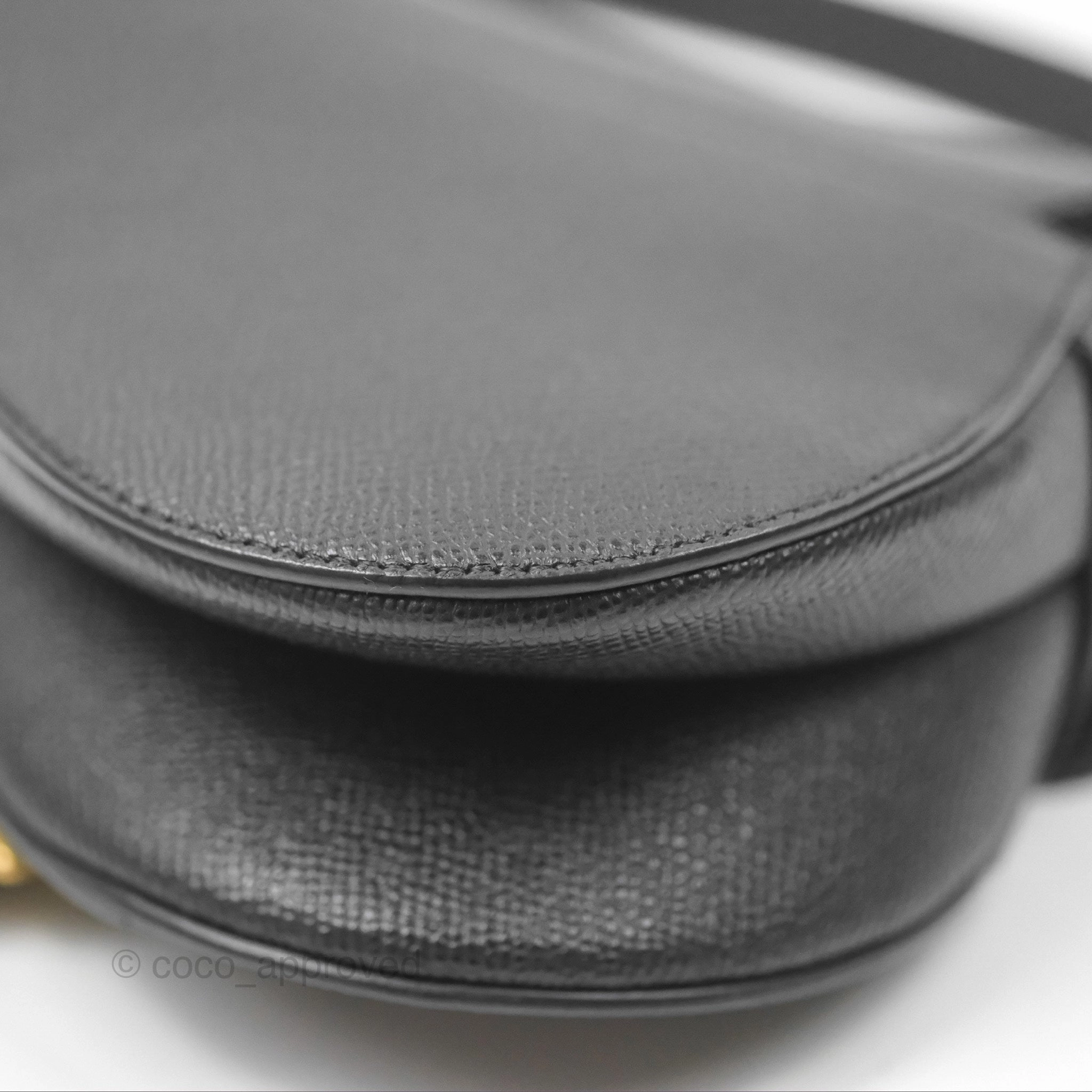 Christian Dior Mini Saddle Bag Black Grained Calfskin Gold Hardware