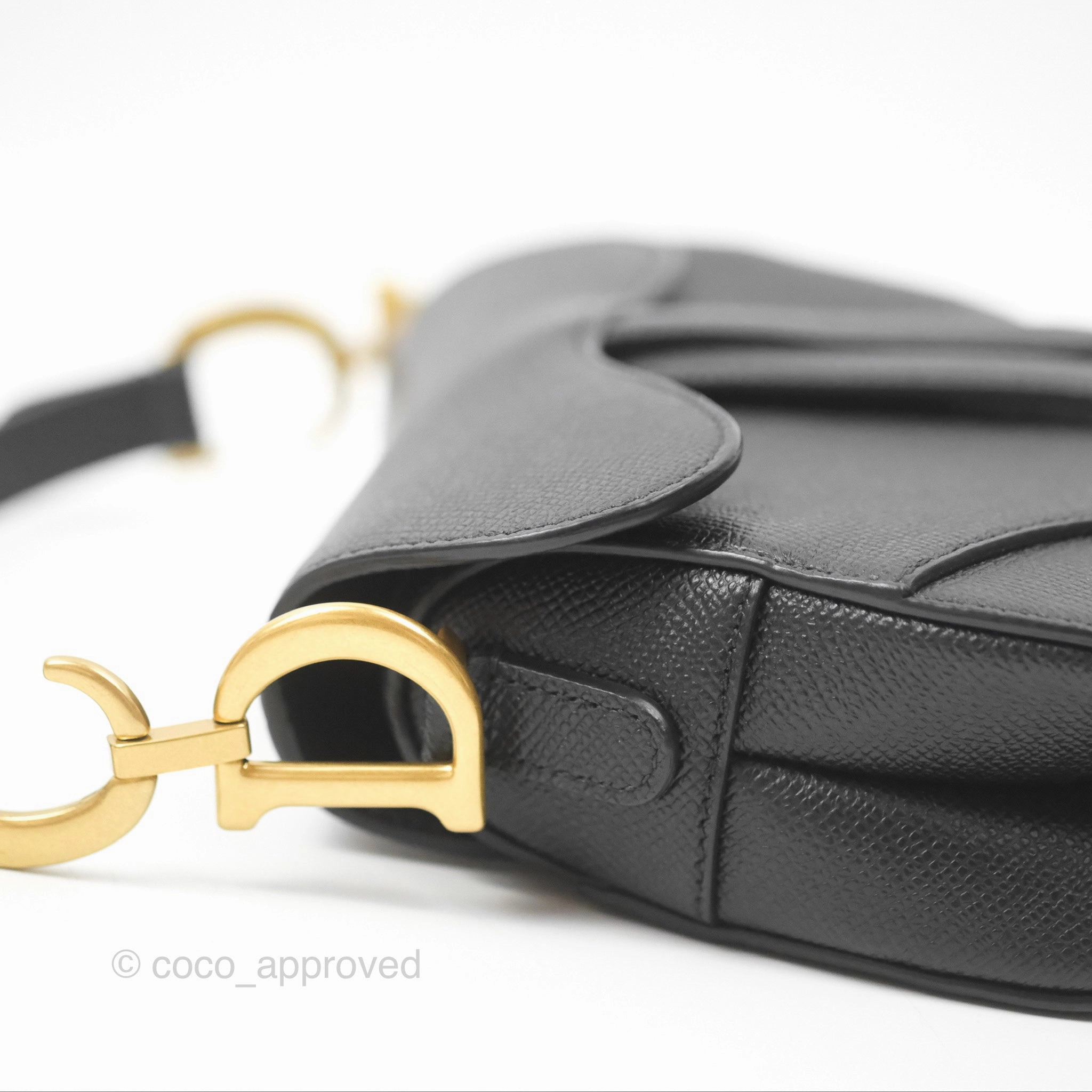 Christian Dior Mini Saddle Bag Black Grained Calfskin Gold Hardware