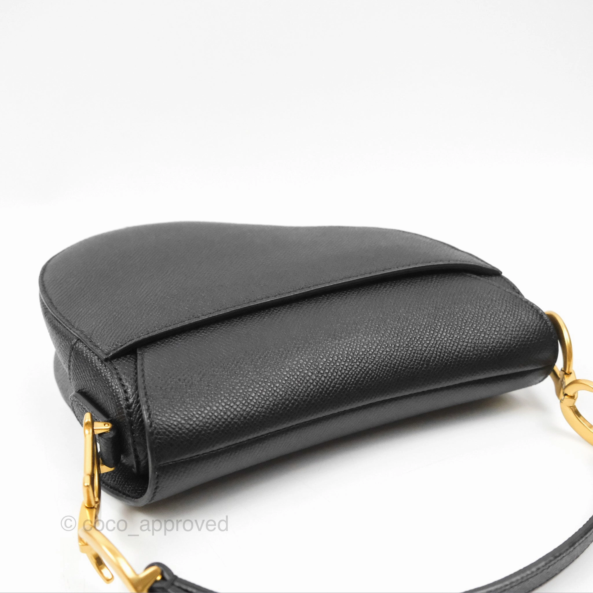 Christian Dior Mini Saddle Bag Black Grained Calfskin Gold Hardware