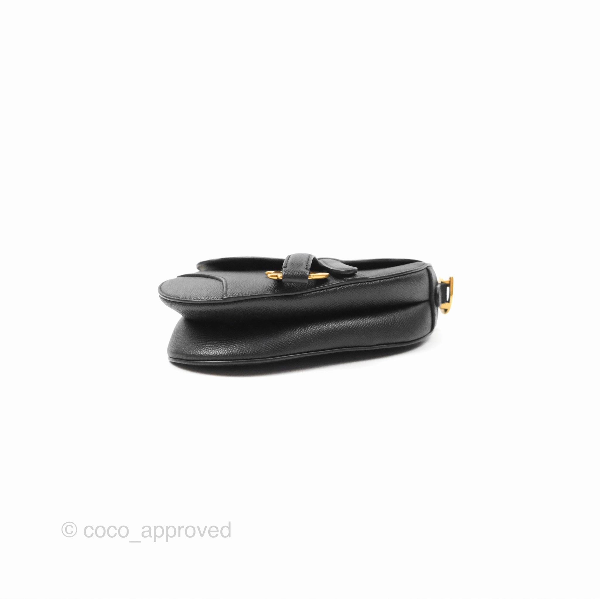 Christian Dior Mini Saddle Bag Black Grained Calfskin Gold Hardware
