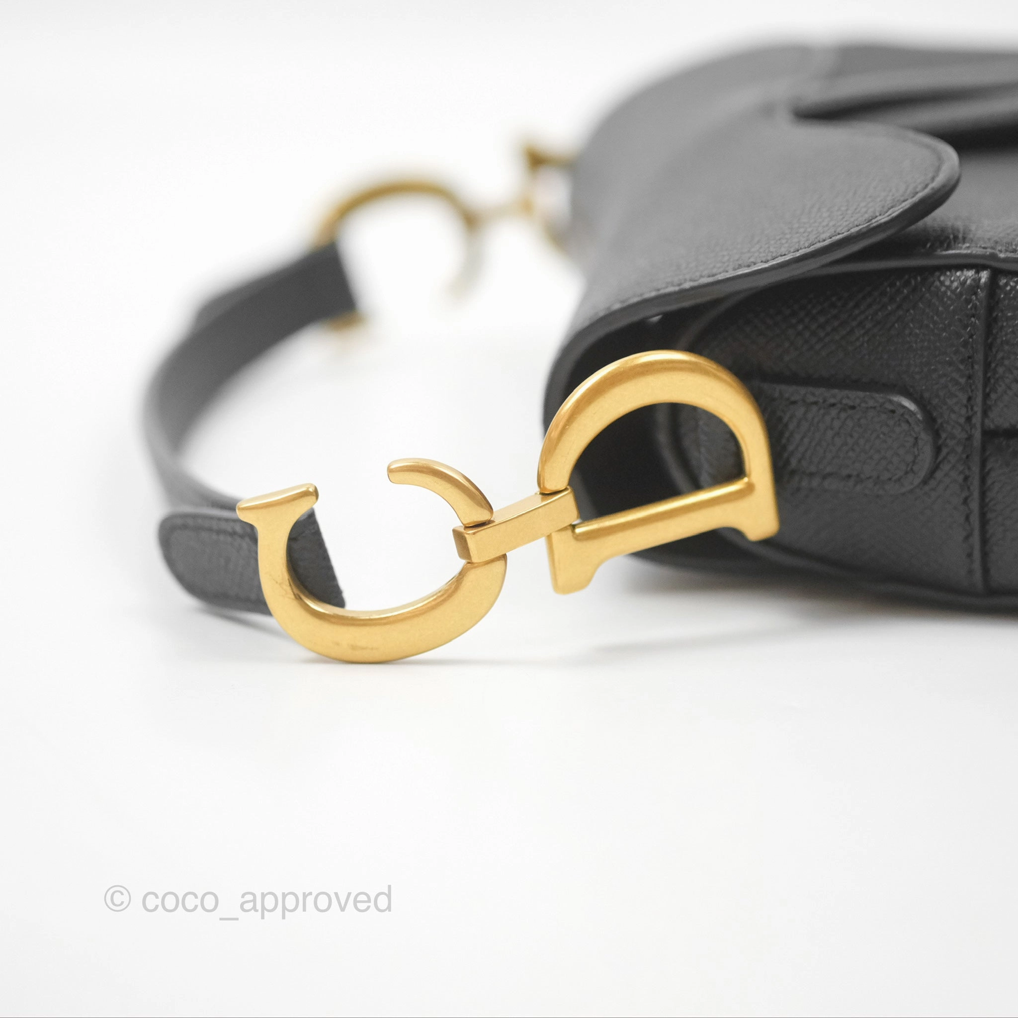 Christian Dior Mini Saddle Bag Black Grained Calfskin Gold Hardware