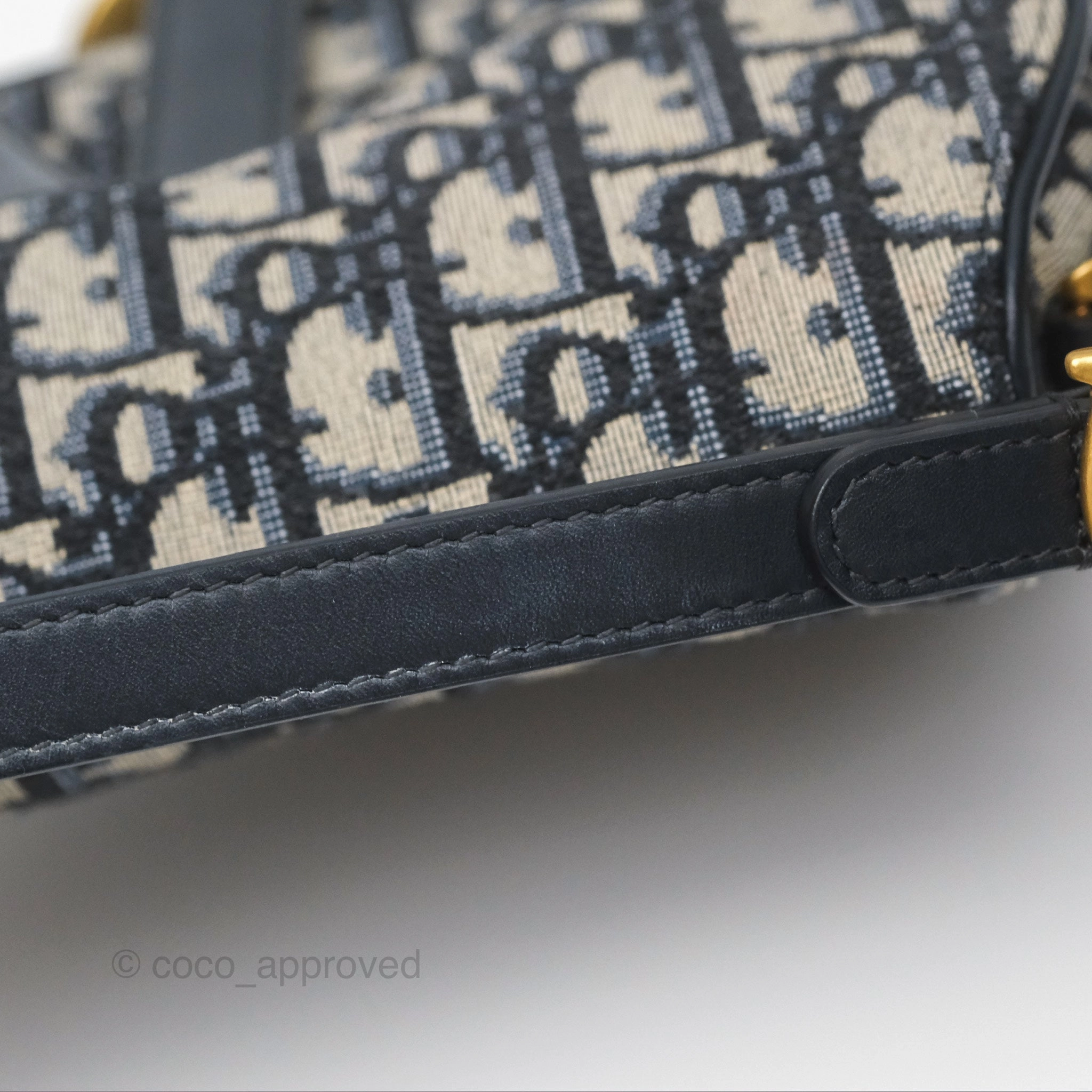 Christian Dior Mini Saddle Bag Blue Oblique Jacquard Gold Hardware