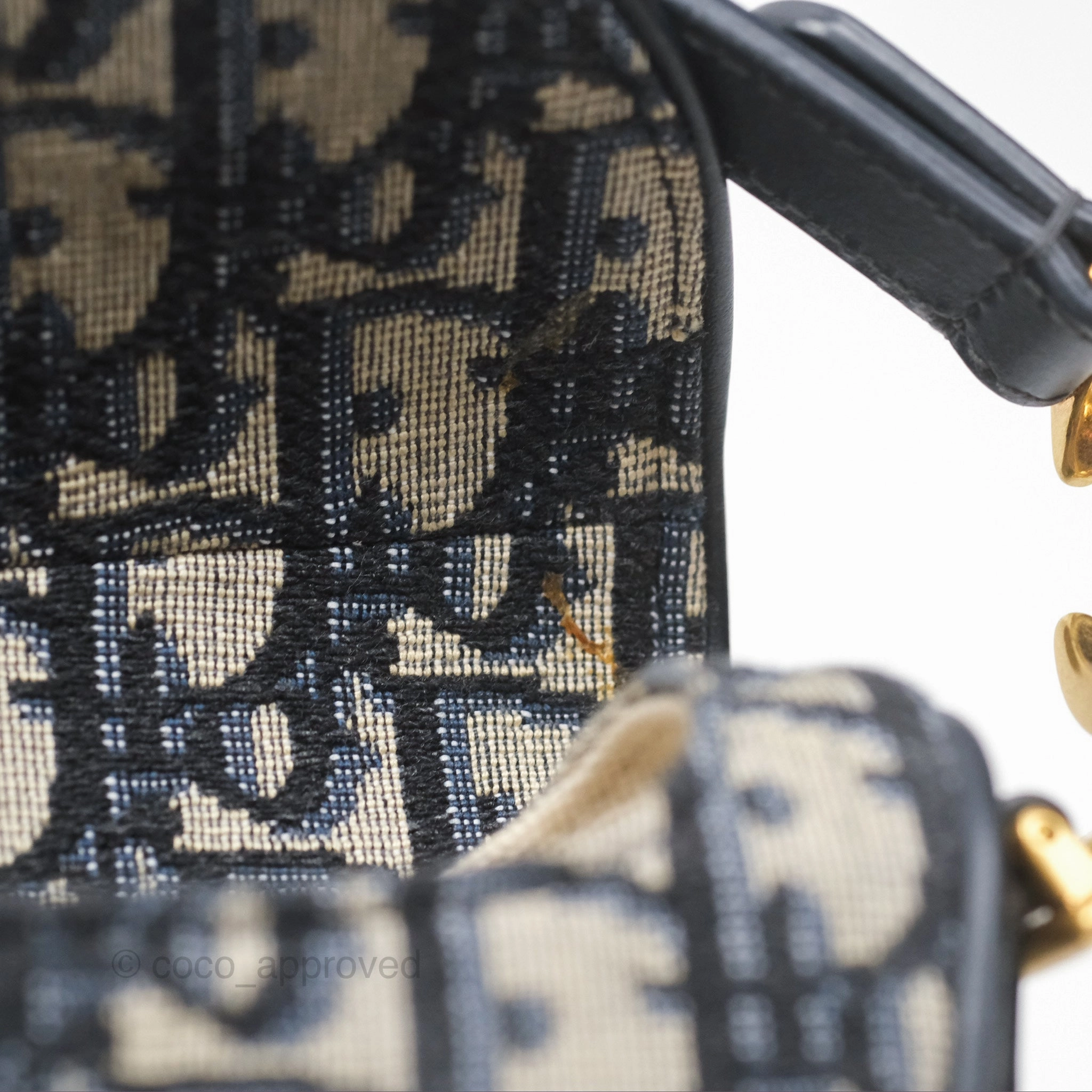 Christian Dior Mini Saddle Bag Blue Oblique Jacquard Gold Hardware