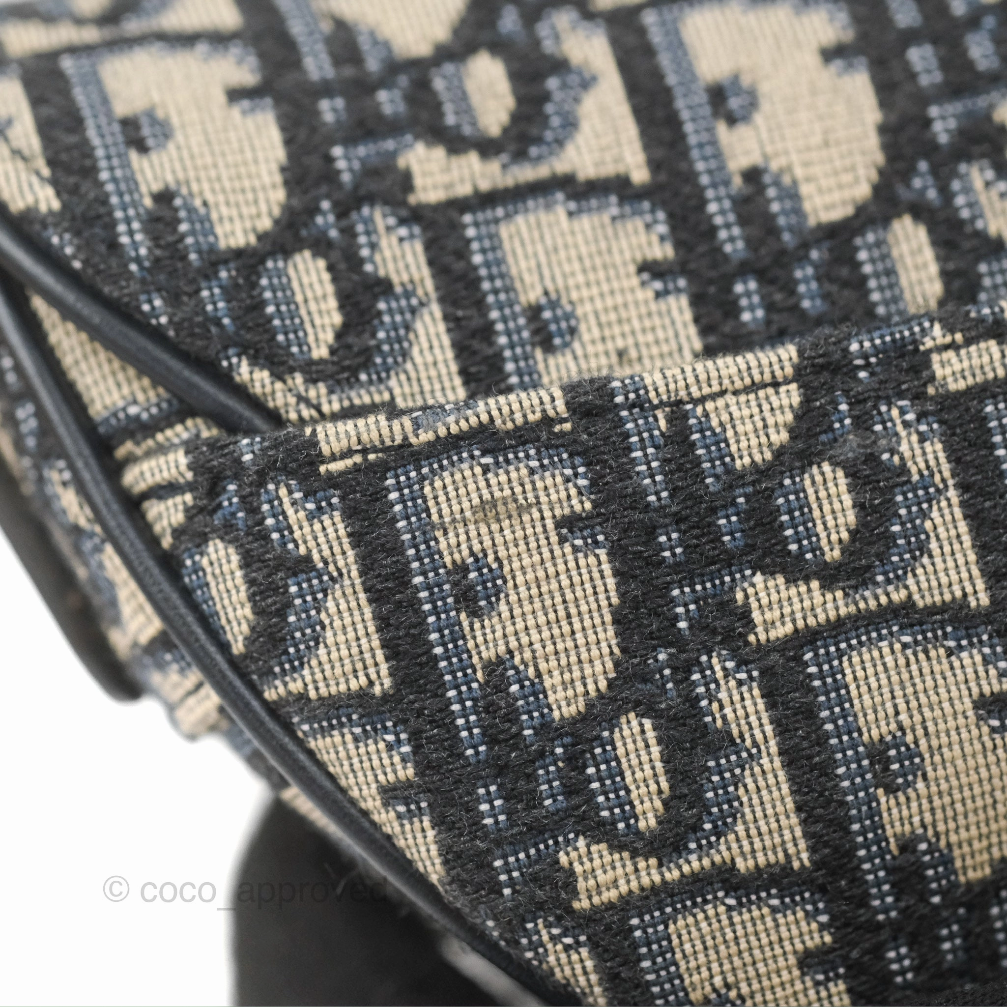 Christian Dior Mini Saddle Bag Blue Oblique Jacquard Gold Hardware