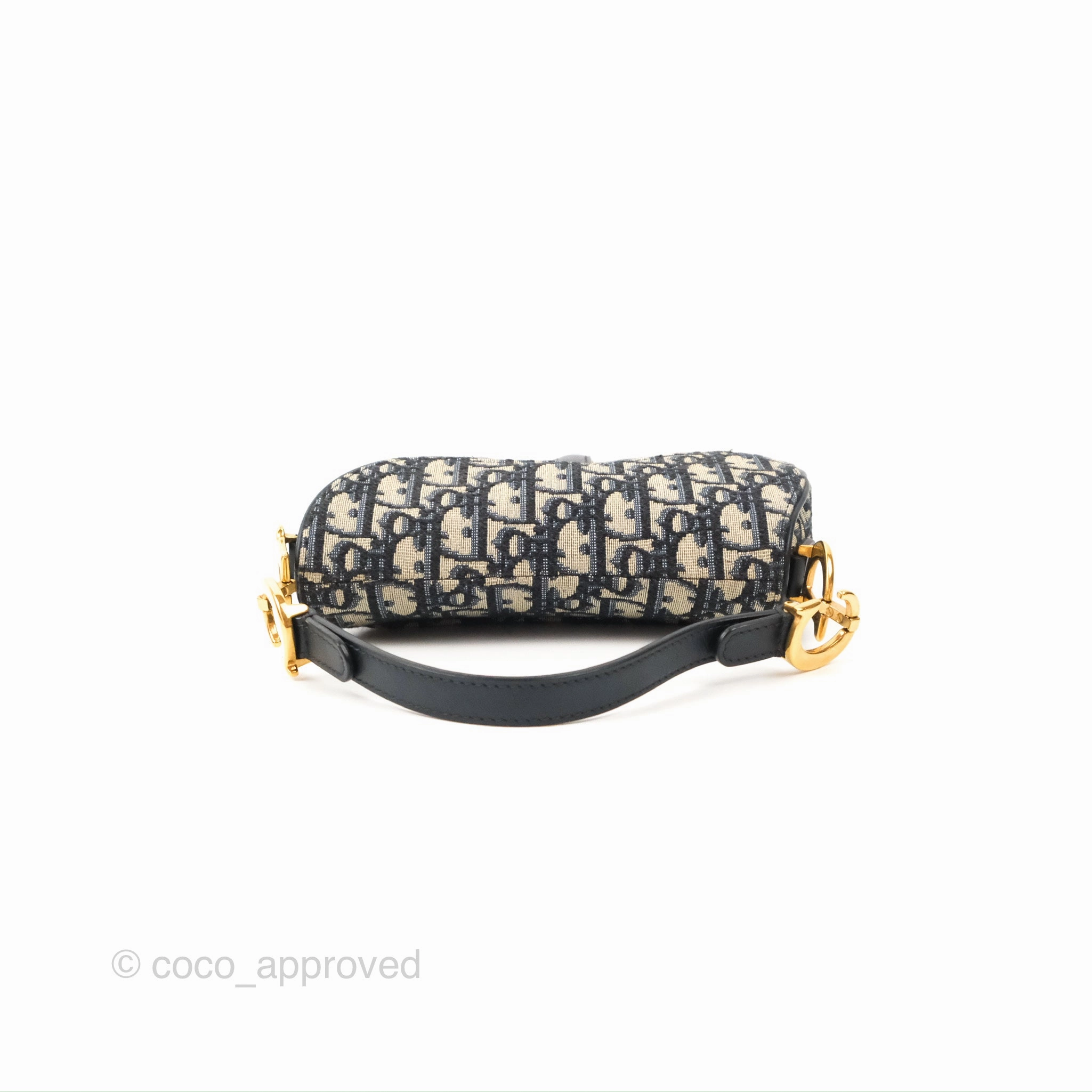 Christian Dior Mini Saddle Bag Blue Oblique Jacquard Gold Hardware