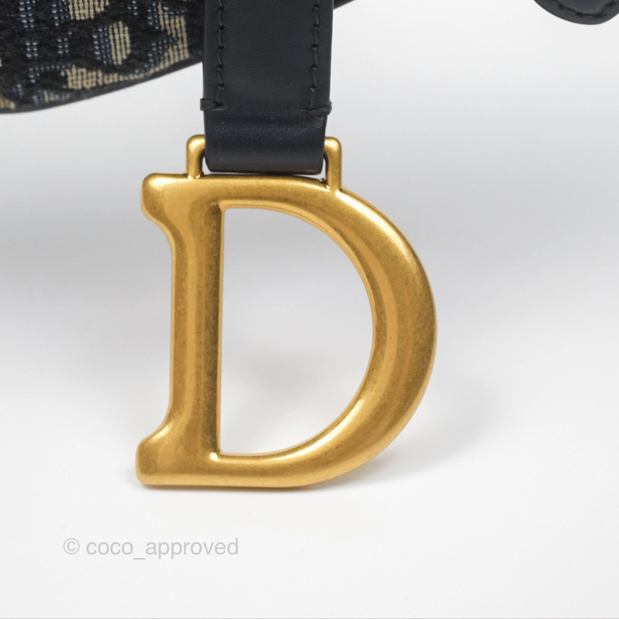 Christian Dior Mini Saddle Bag Blue Oblique Jacquard Gold Hardware