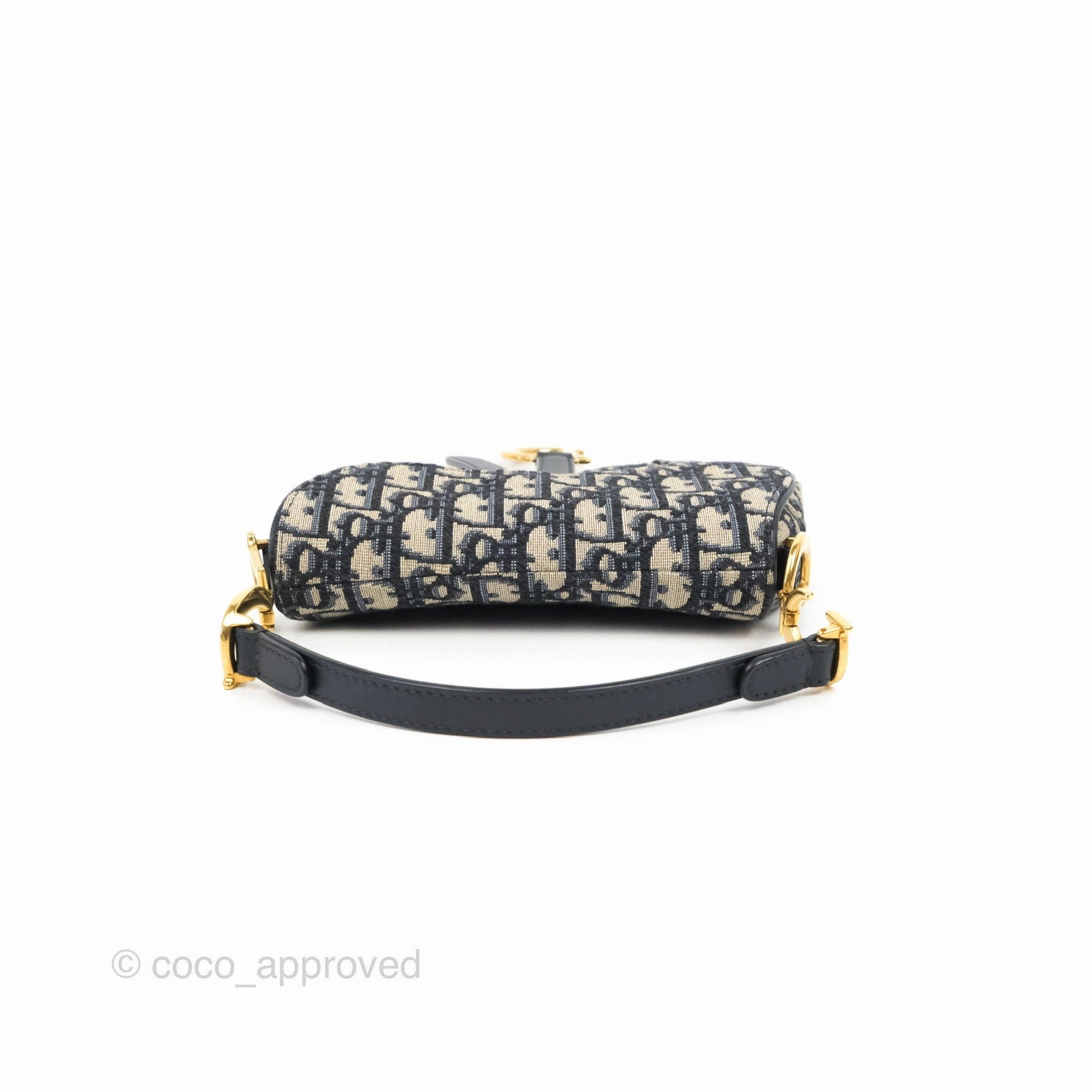 Christian Dior Mini Saddle Bag Blue Oblique Jacquard Gold Hardware