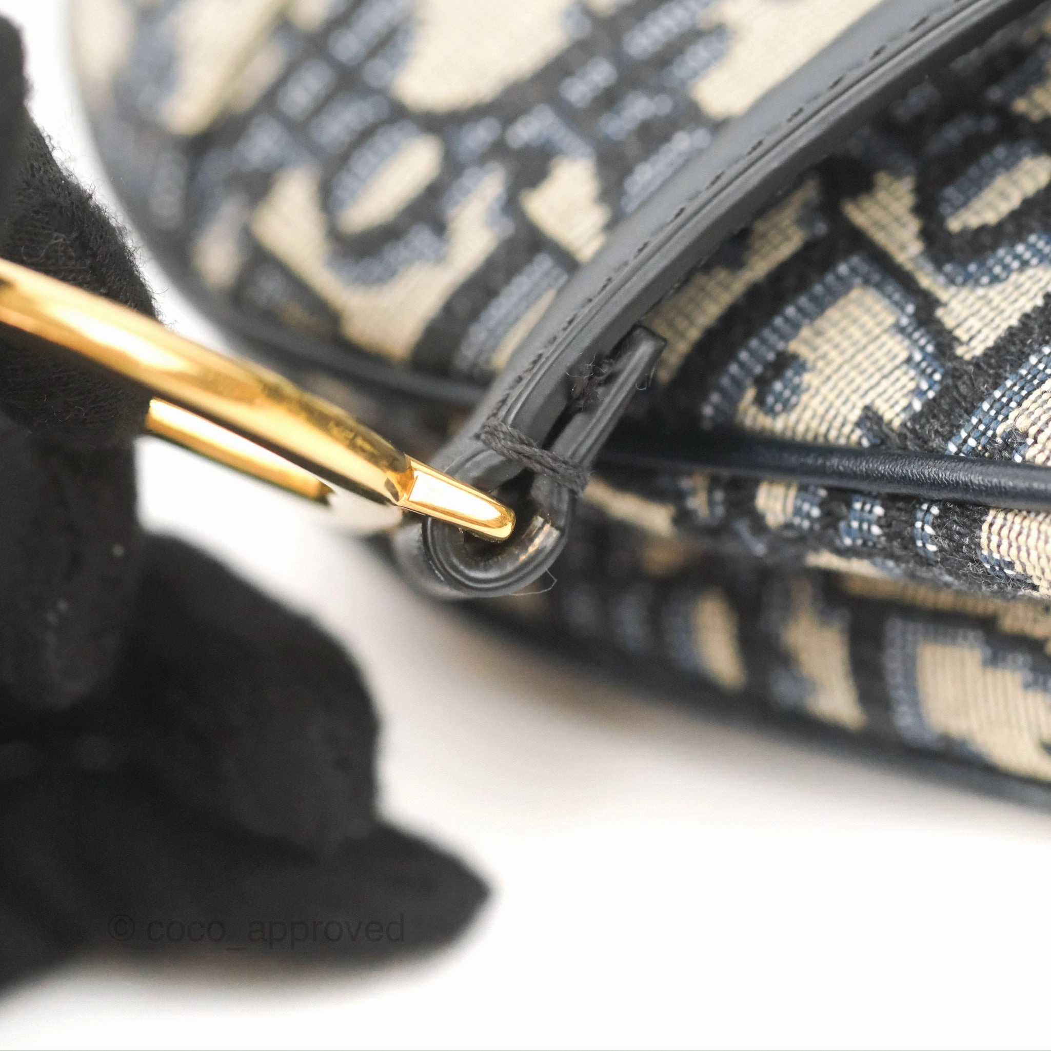 Christian Dior Mini Saddle Bag Blue Oblique Jacquard Gold Hardware