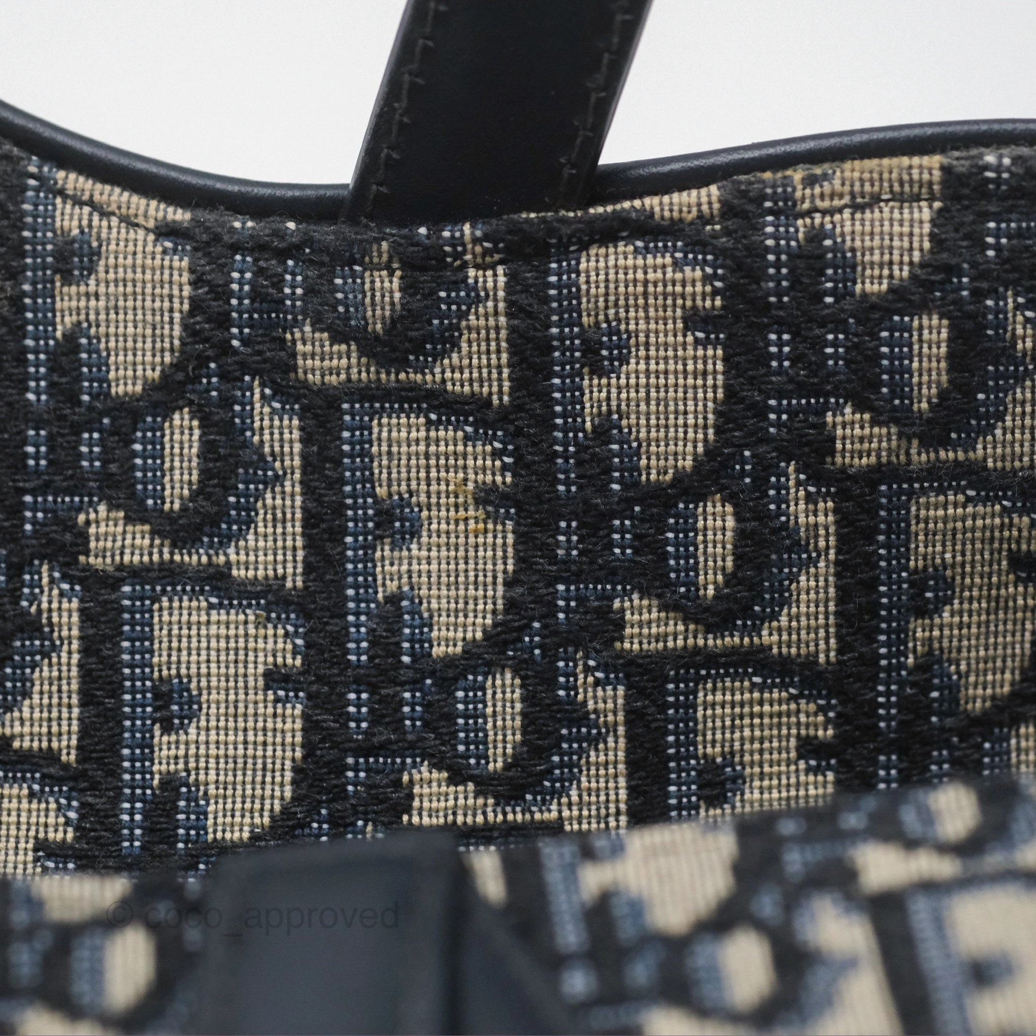Christian Dior Mini Saddle Bag Blue Oblique Jacquard Gold Hardware