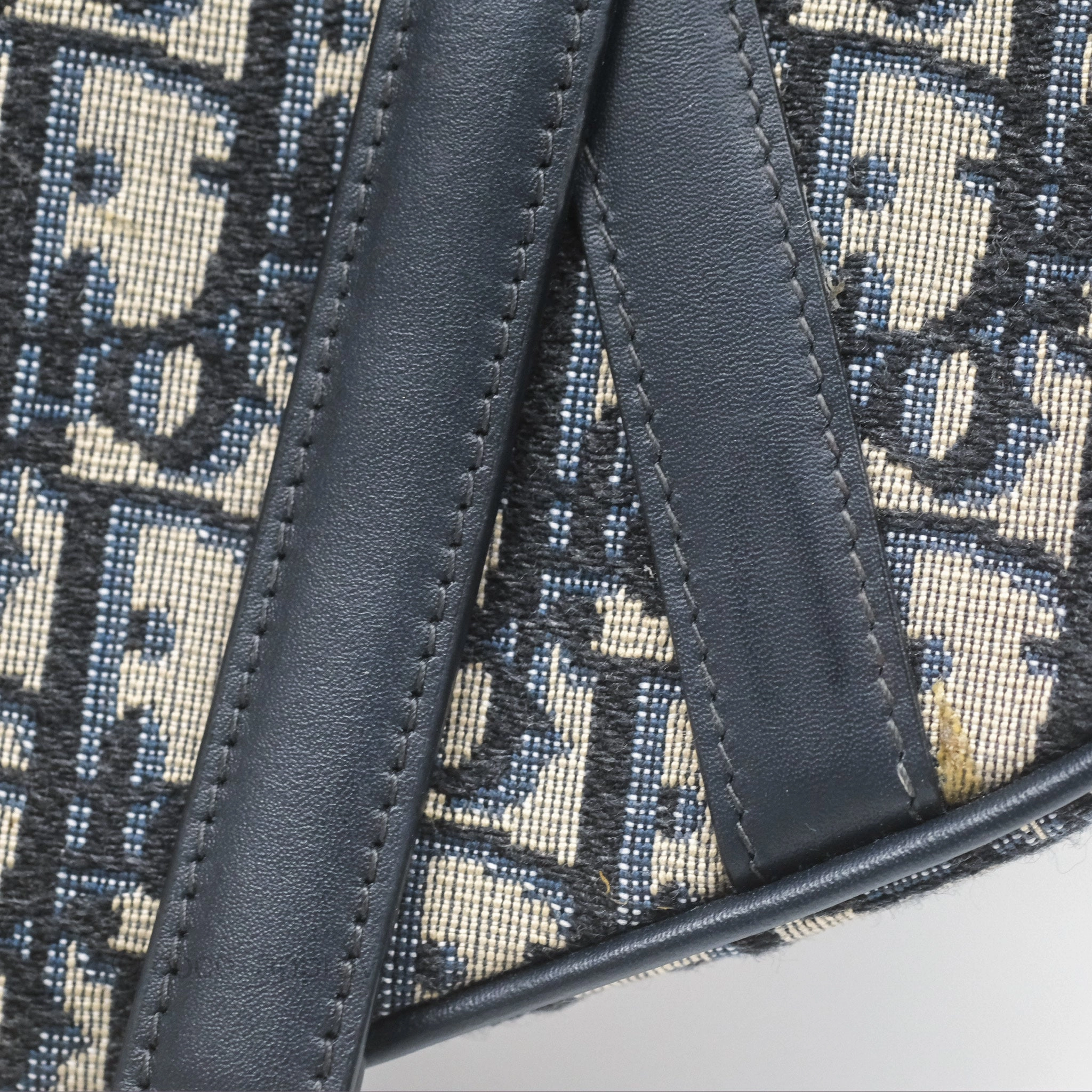 Christian Dior Mini Saddle Bag Blue Oblique Jacquard Gold Hardware