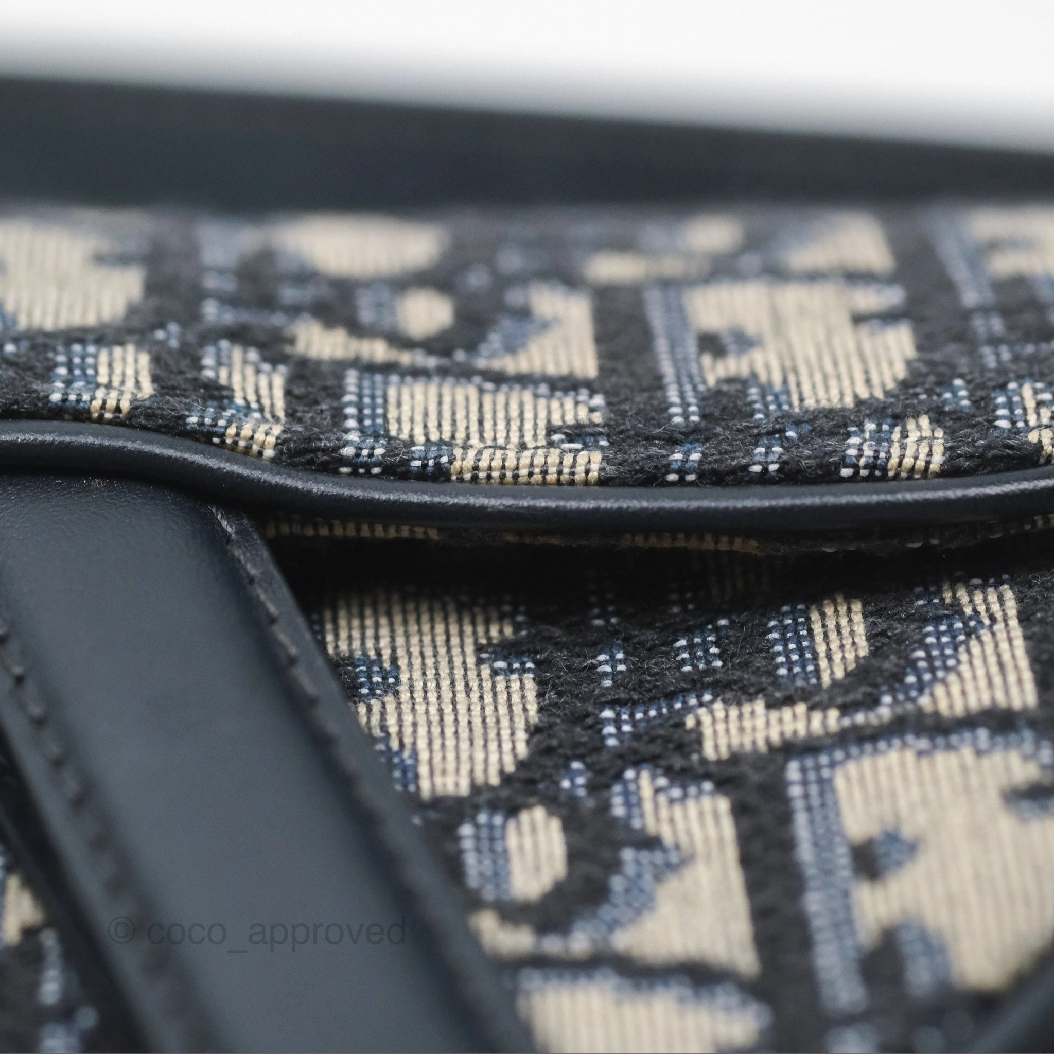 Christian Dior Mini Saddle Bag Blue Oblique Jacquard Gold Hardware