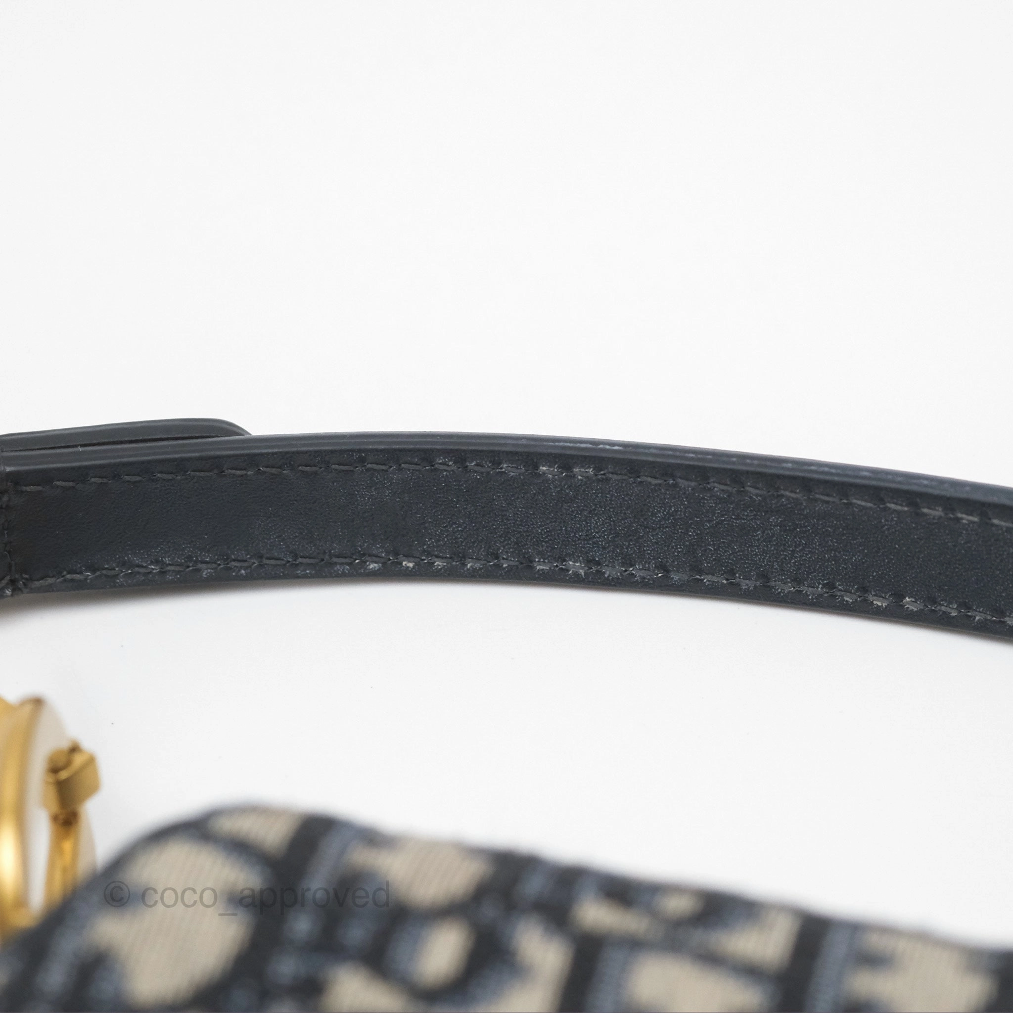 Christian Dior Mini Saddle Bag Blue Oblique Jacquard Gold Hardware