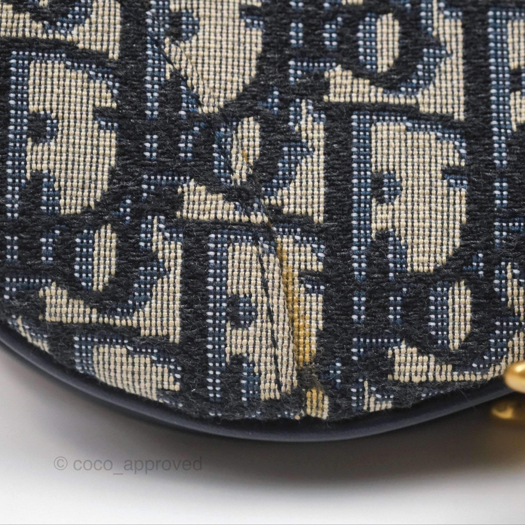 Christian Dior Mini Saddle Bag Blue Oblique Jacquard Gold Hardware