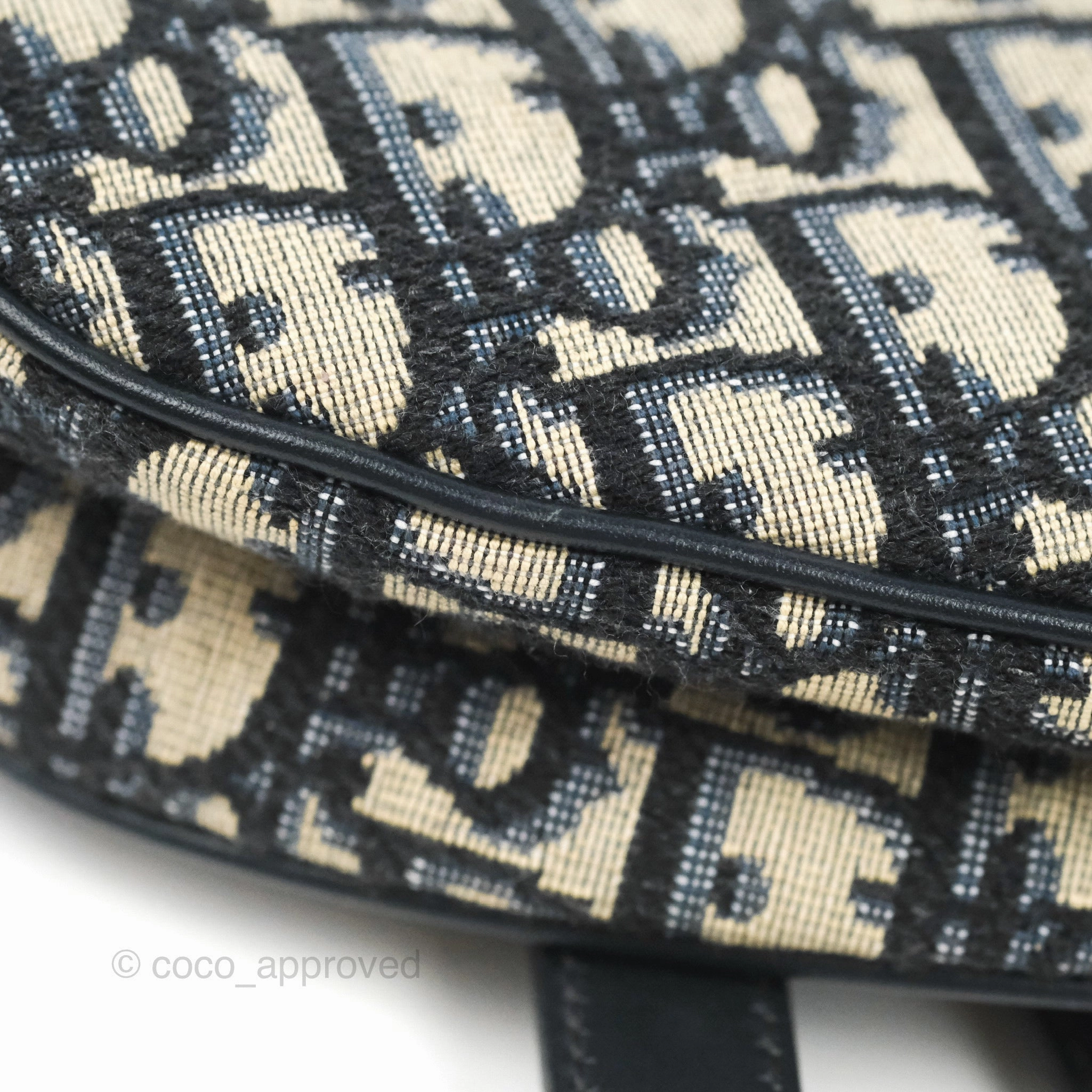 Christian Dior Mini Saddle Bag Blue Oblique Jacquard Gold Hardware