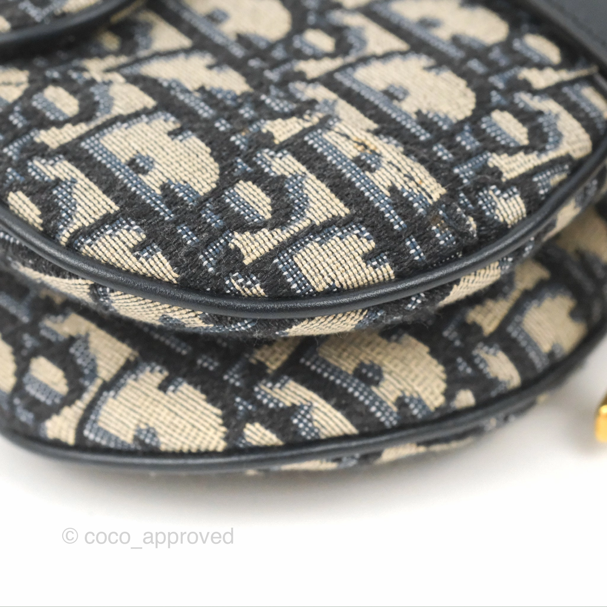 Christian Dior Mini Saddle Bag Blue Oblique Jacquard Gold Hardware