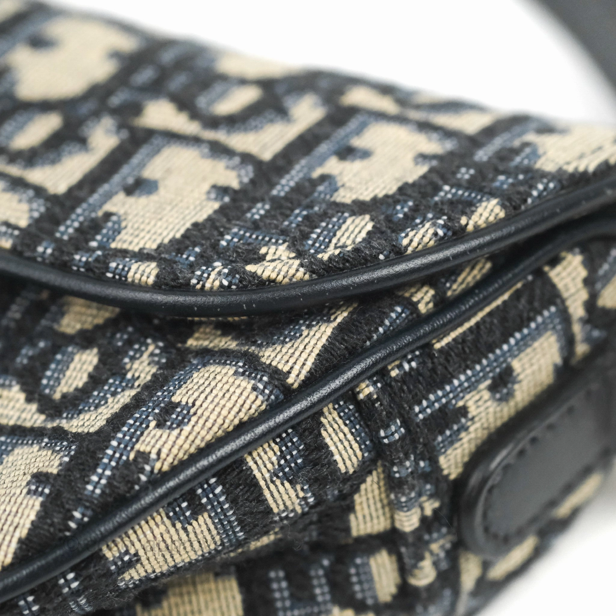 Christian Dior Mini Saddle Bag Blue Oblique Jacquard Gold Hardware
