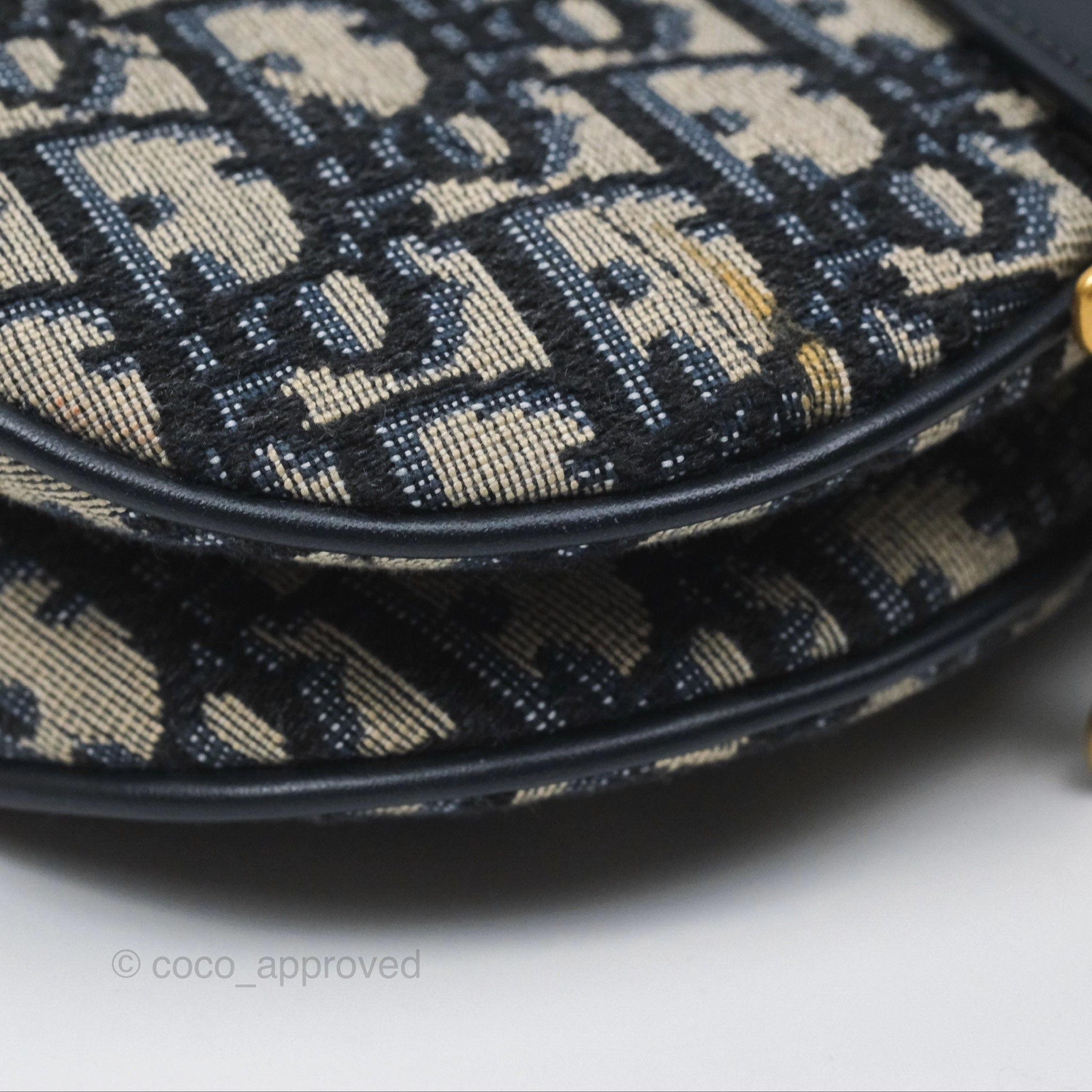 Christian Dior Mini Saddle Bag Blue Oblique Jacquard Gold Hardware