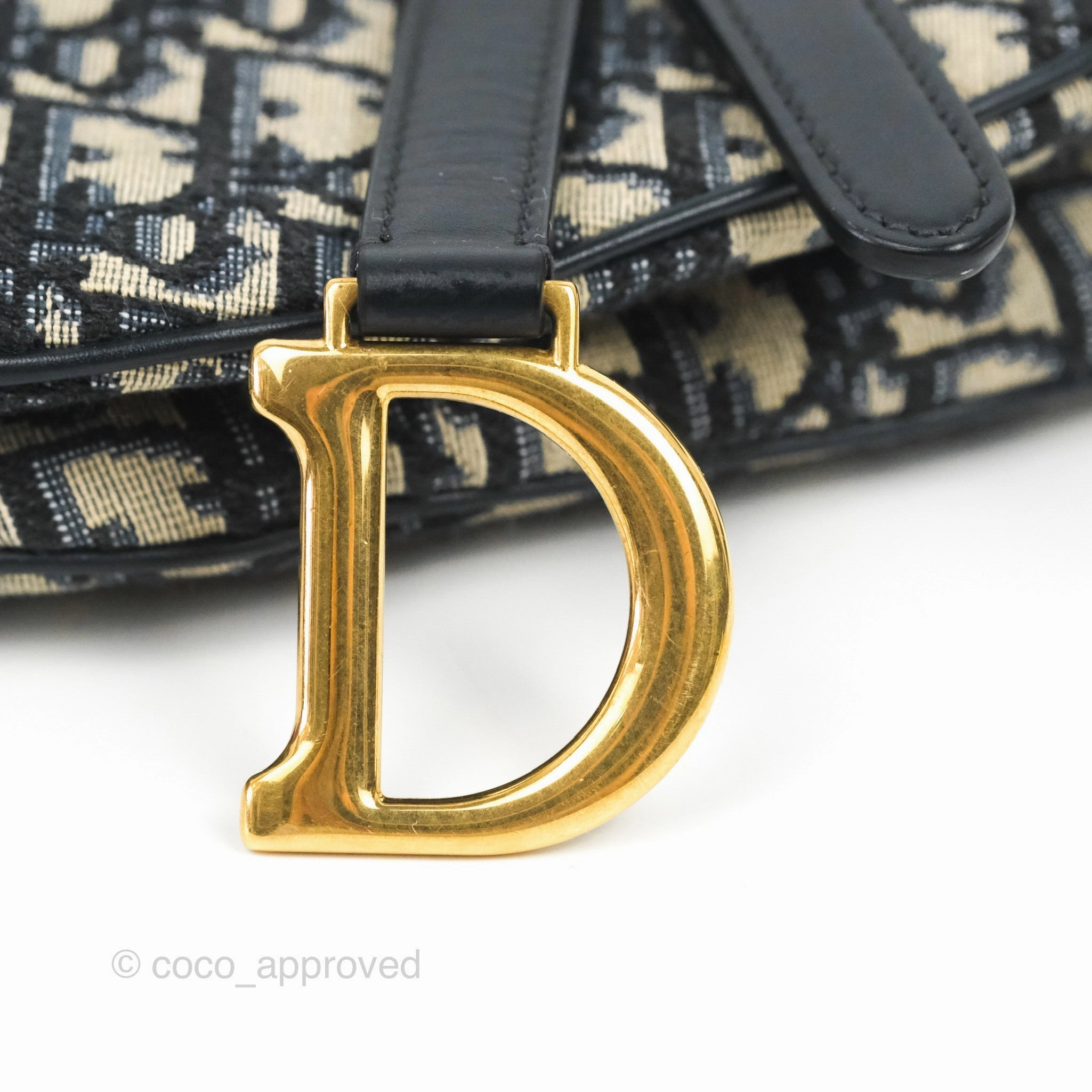 Christian Dior Mini Saddle Bag Blue Oblique Jacquard Gold Hardware