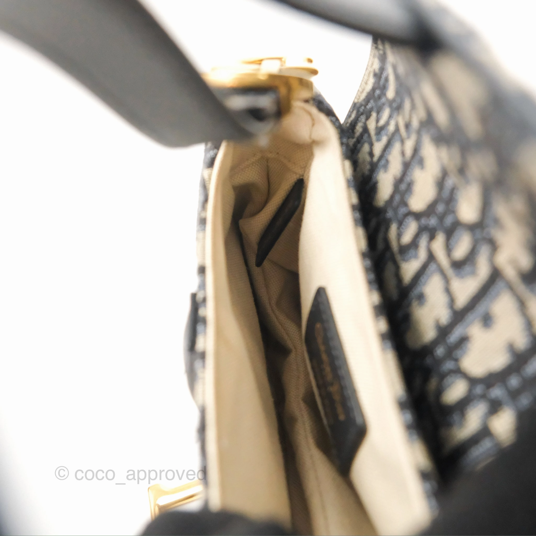 Christian Dior Mini Saddle Bag Blue Oblique Jacquard Gold Hardware