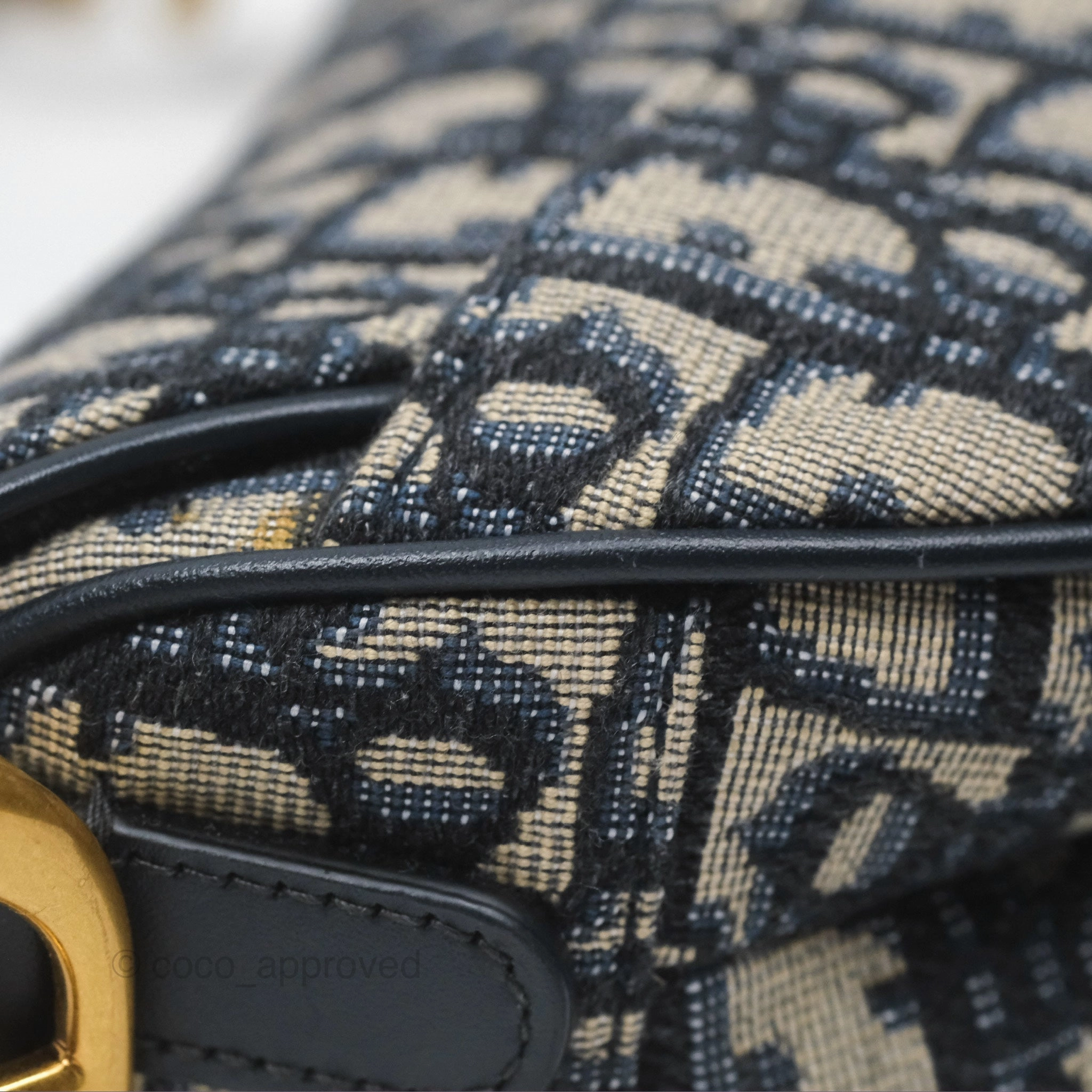 Christian Dior Mini Saddle Bag Blue Oblique Jacquard Gold Hardware