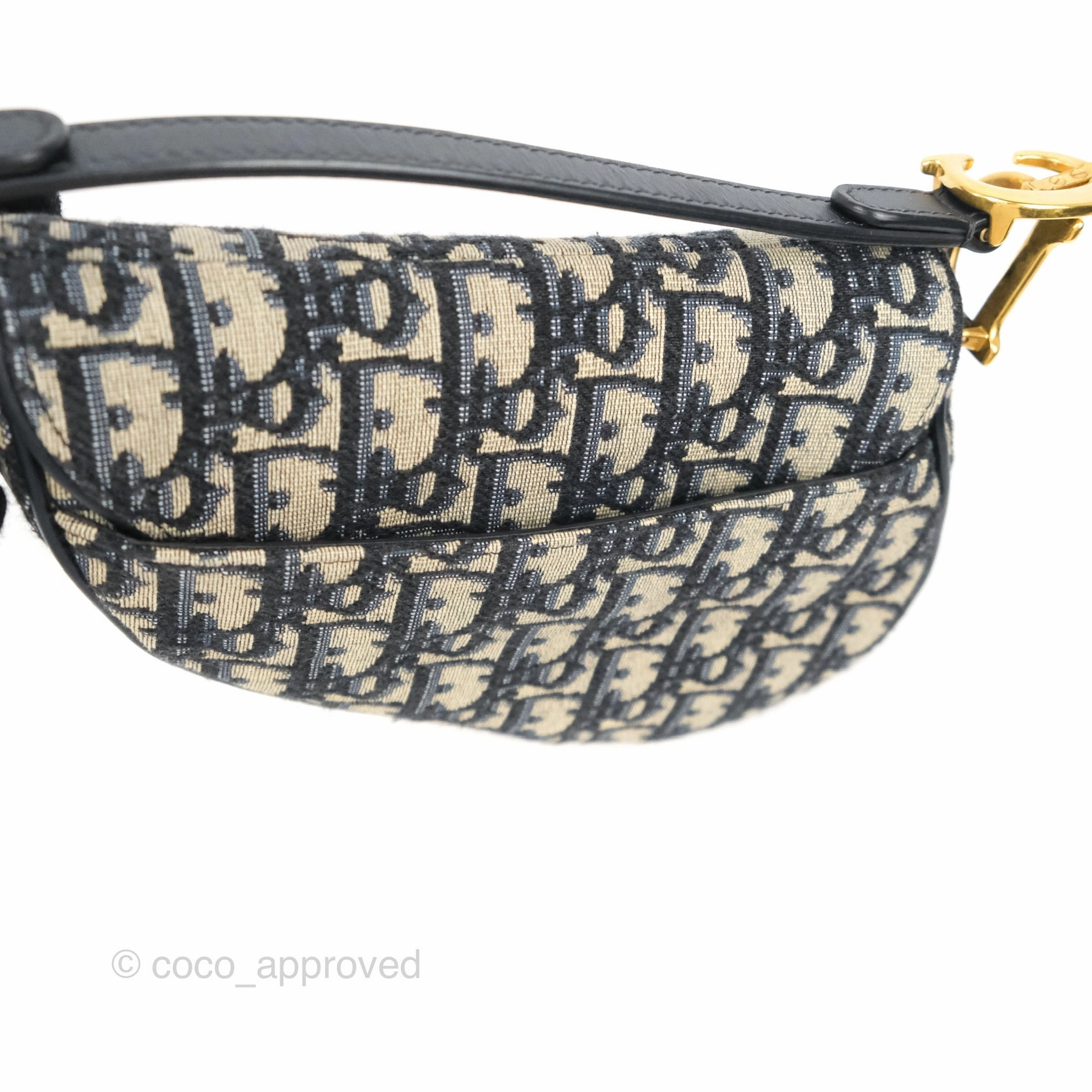 Christian Dior Mini Saddle Bag Blue Oblique Jacquard Gold Hardware