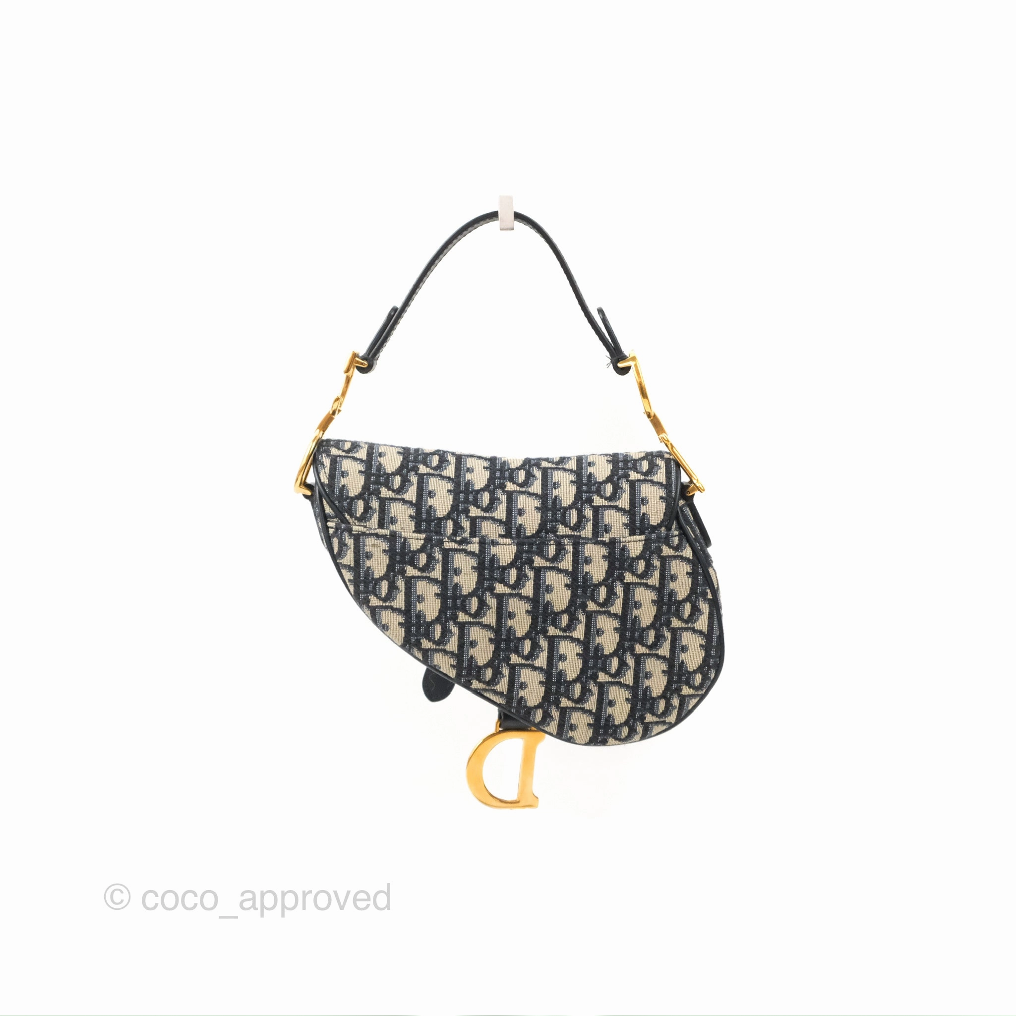 Christian Dior Mini Saddle Bag Blue Oblique Jacquard Gold Hardware