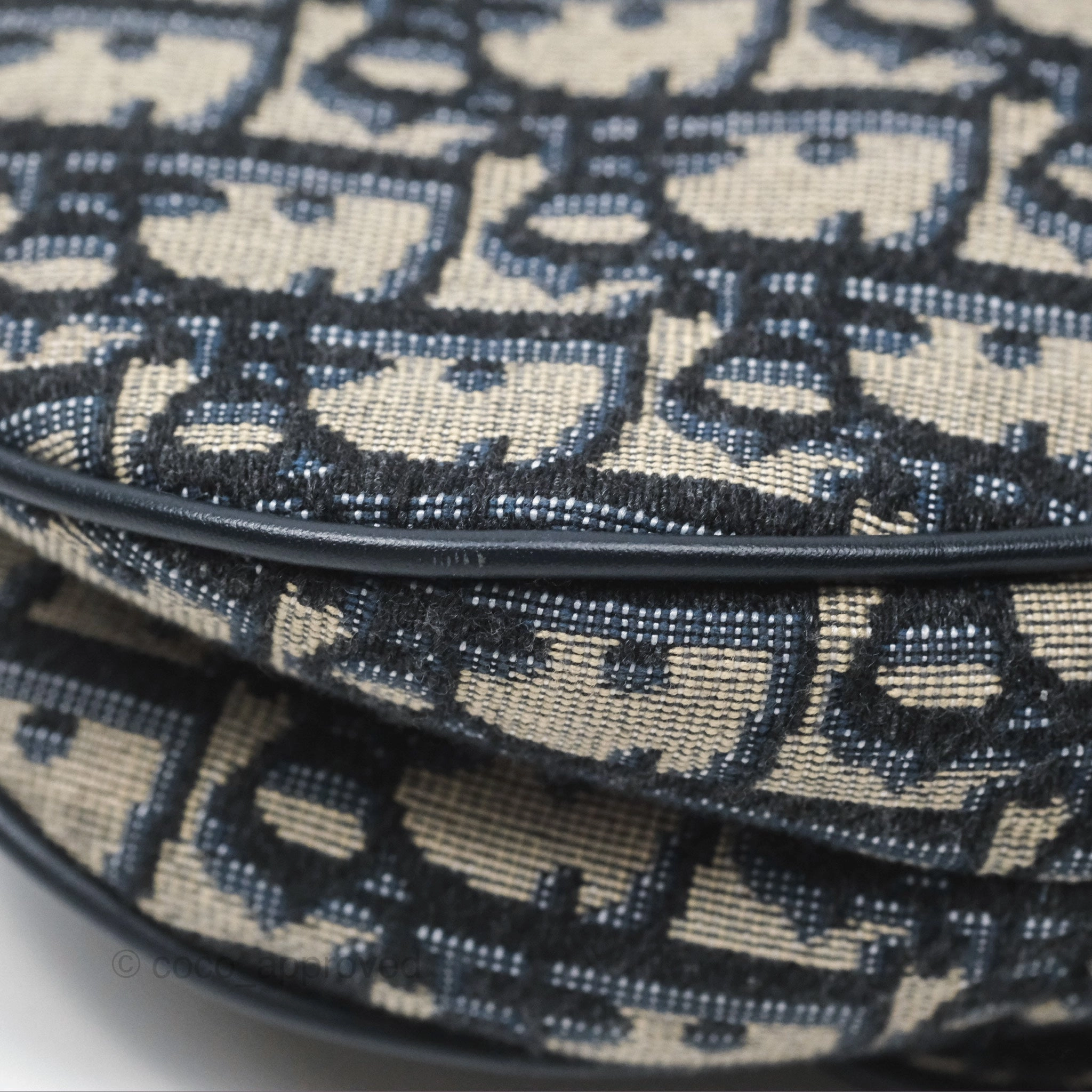 Christian Dior Mini Saddle Bag Blue Oblique Jacquard Gold Hardware