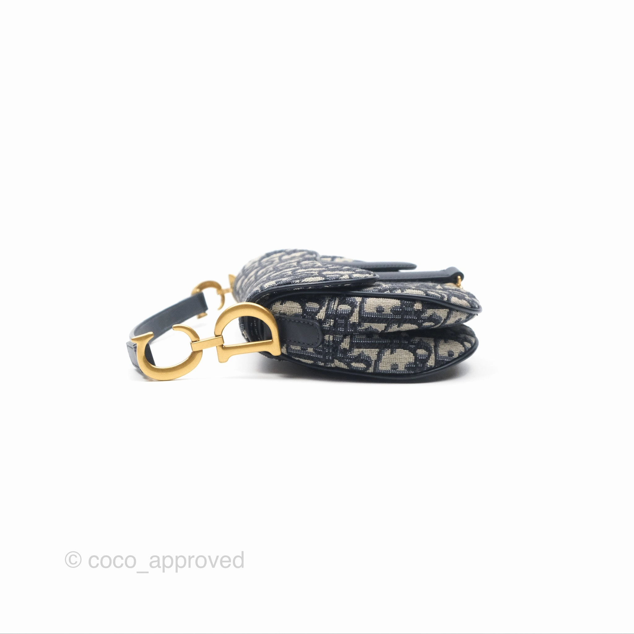 Christian Dior Mini Saddle Bag Blue Oblique Jacquard Gold Hardware