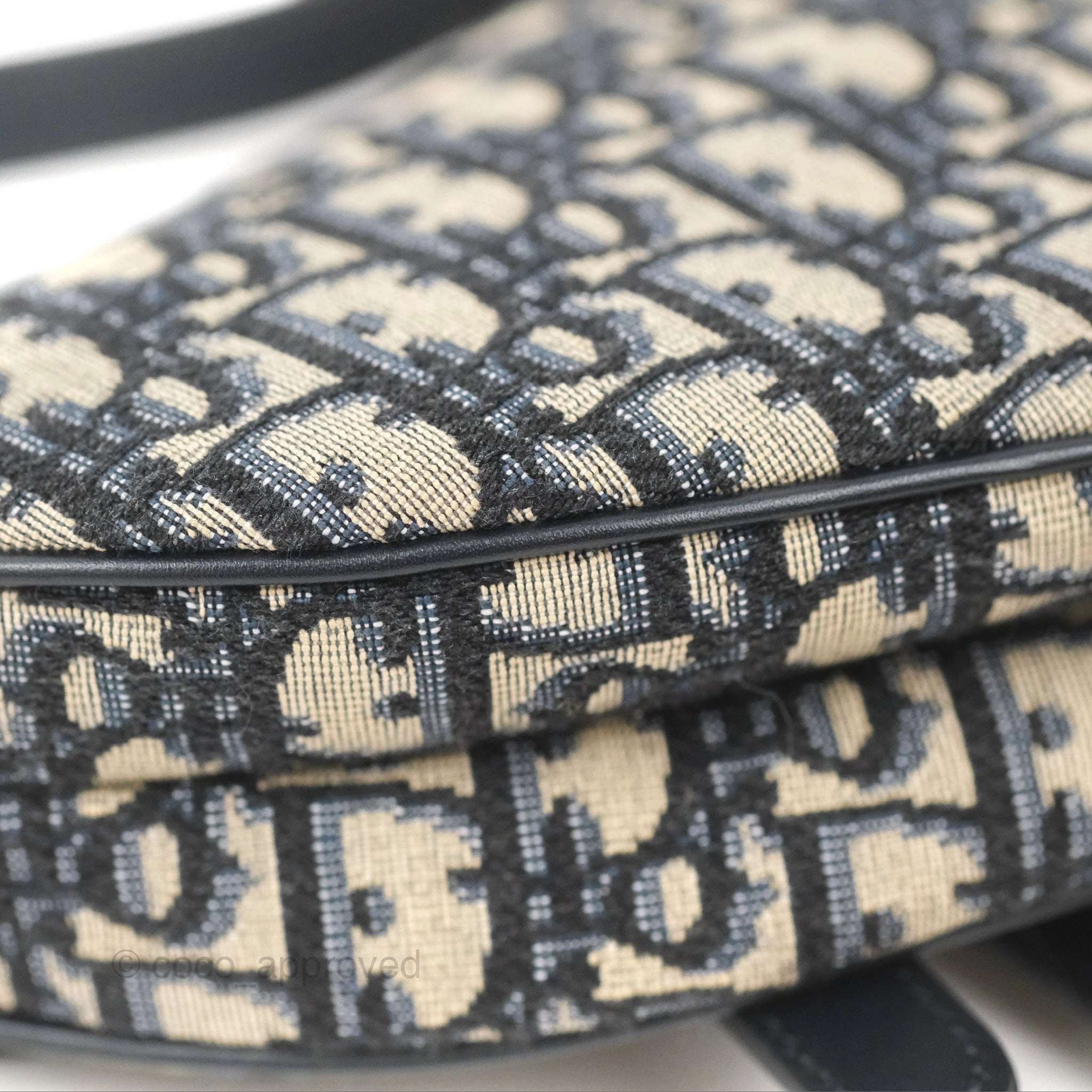 Christian Dior Mini Saddle Bag Blue Oblique Jacquard Gold Hardware