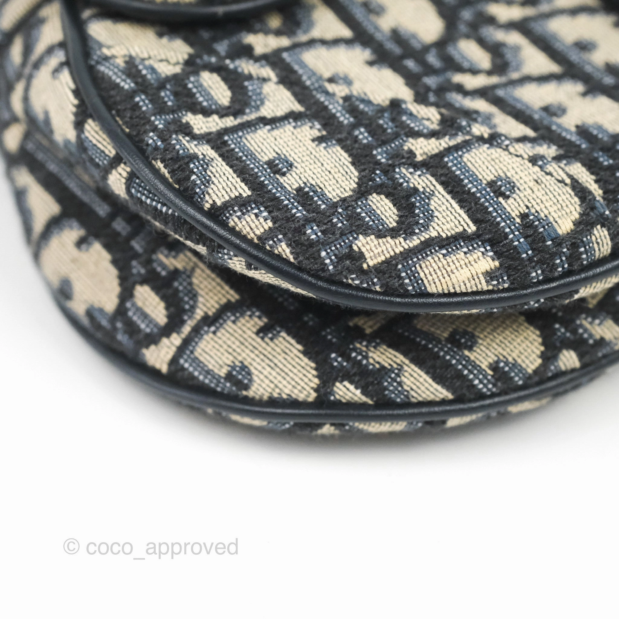 Christian Dior Mini Saddle Bag Blue Oblique Jacquard Gold Hardware