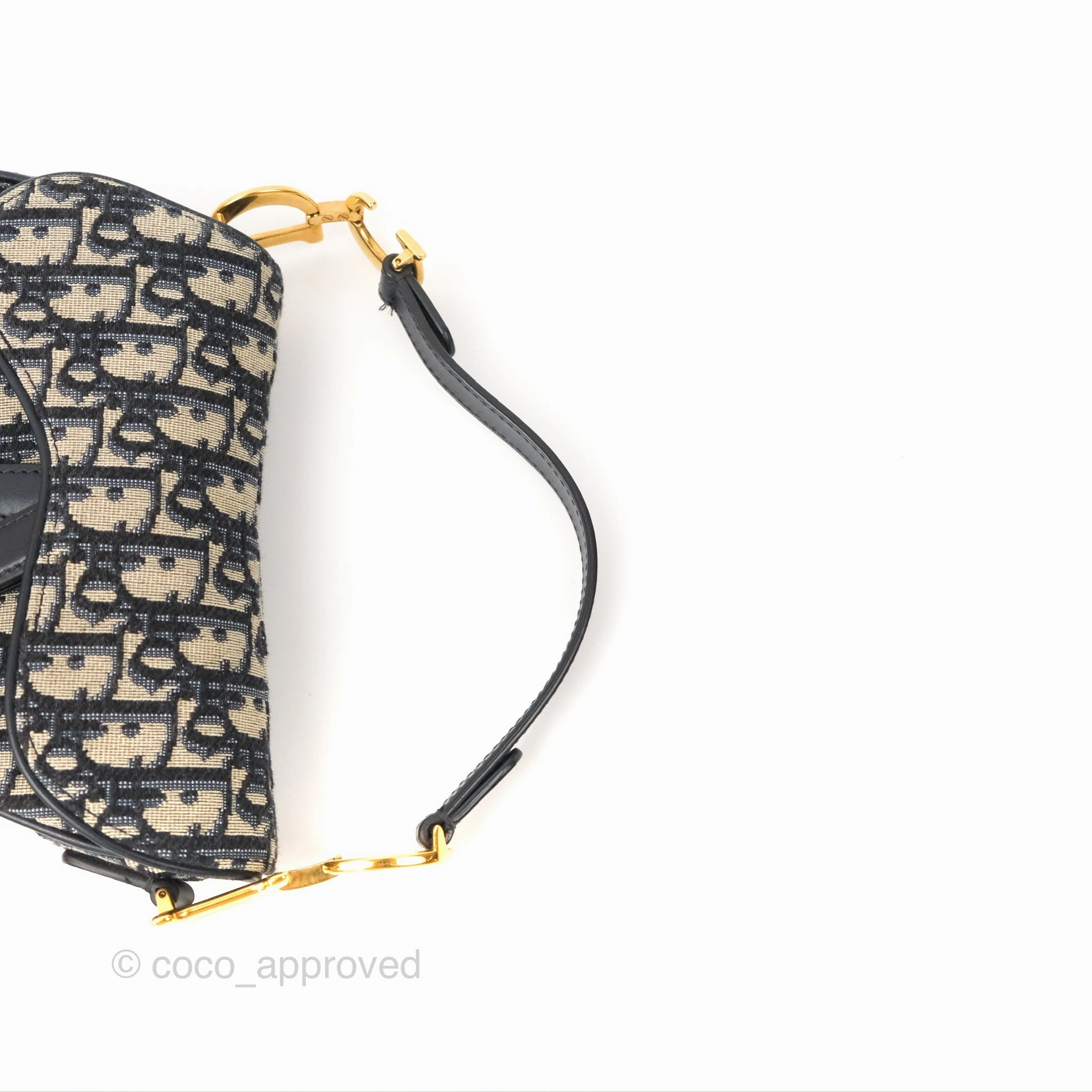 Christian Dior Mini Saddle Bag Blue Oblique Jacquard Gold Hardware