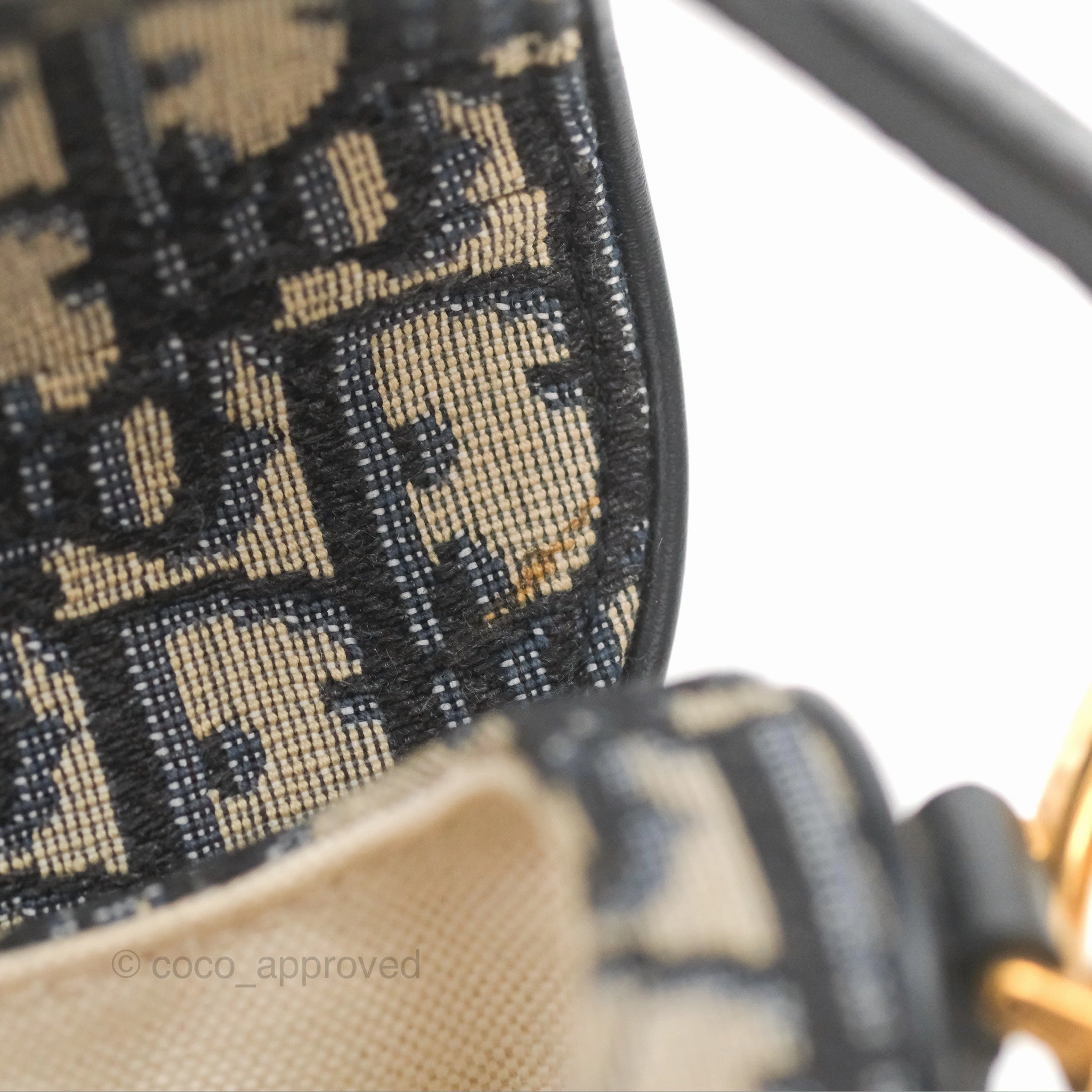 Christian Dior Mini Saddle Bag Blue Oblique Jacquard Gold Hardware
