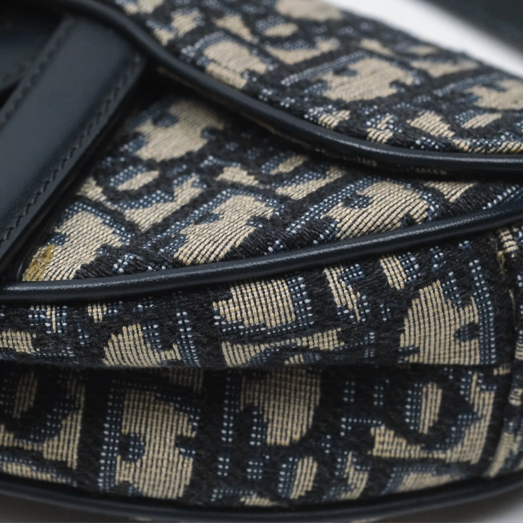 Christian Dior Mini Saddle Bag Blue Oblique Jacquard Gold Hardware