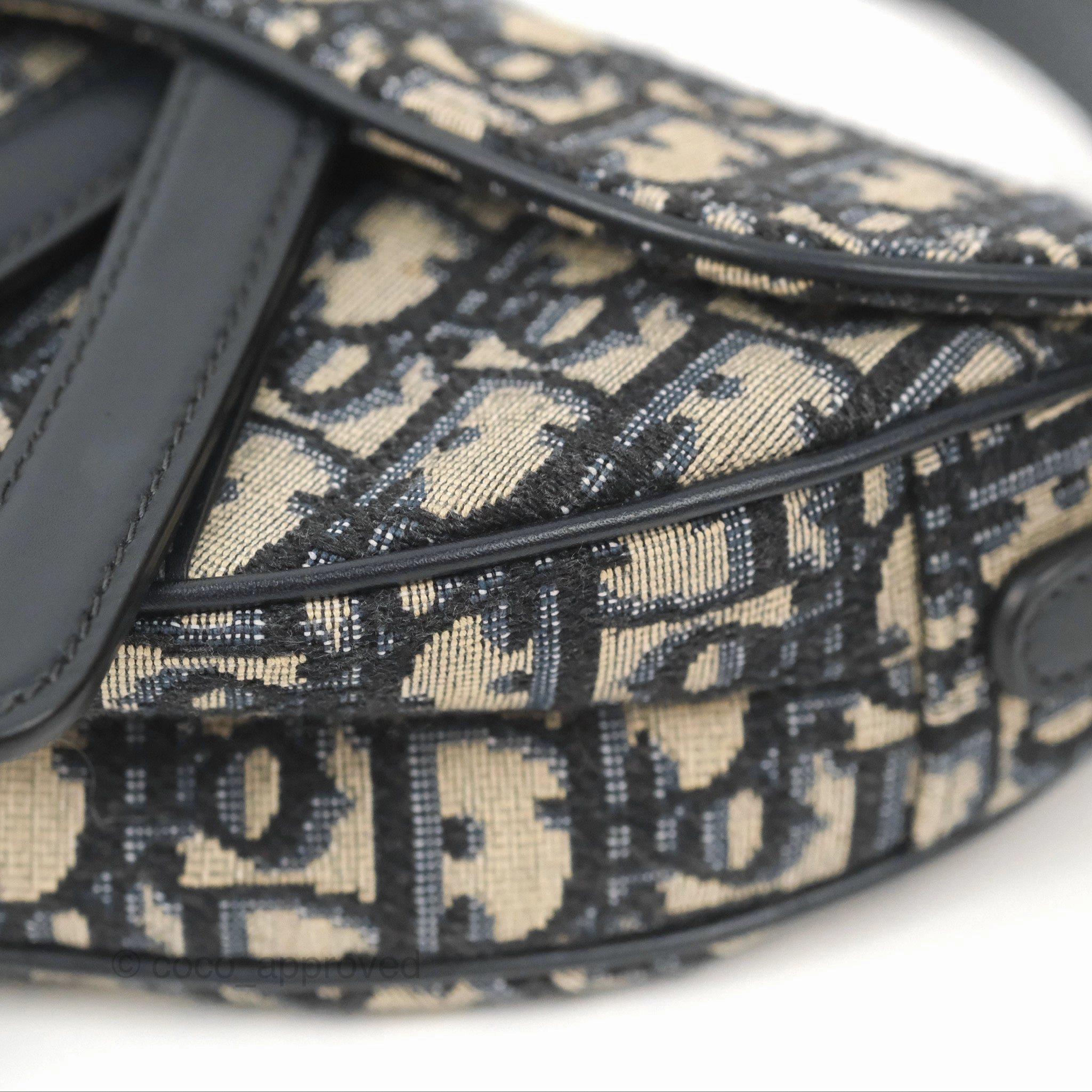 Christian Dior Mini Saddle Bag Blue Oblique Jacquard Gold Hardware