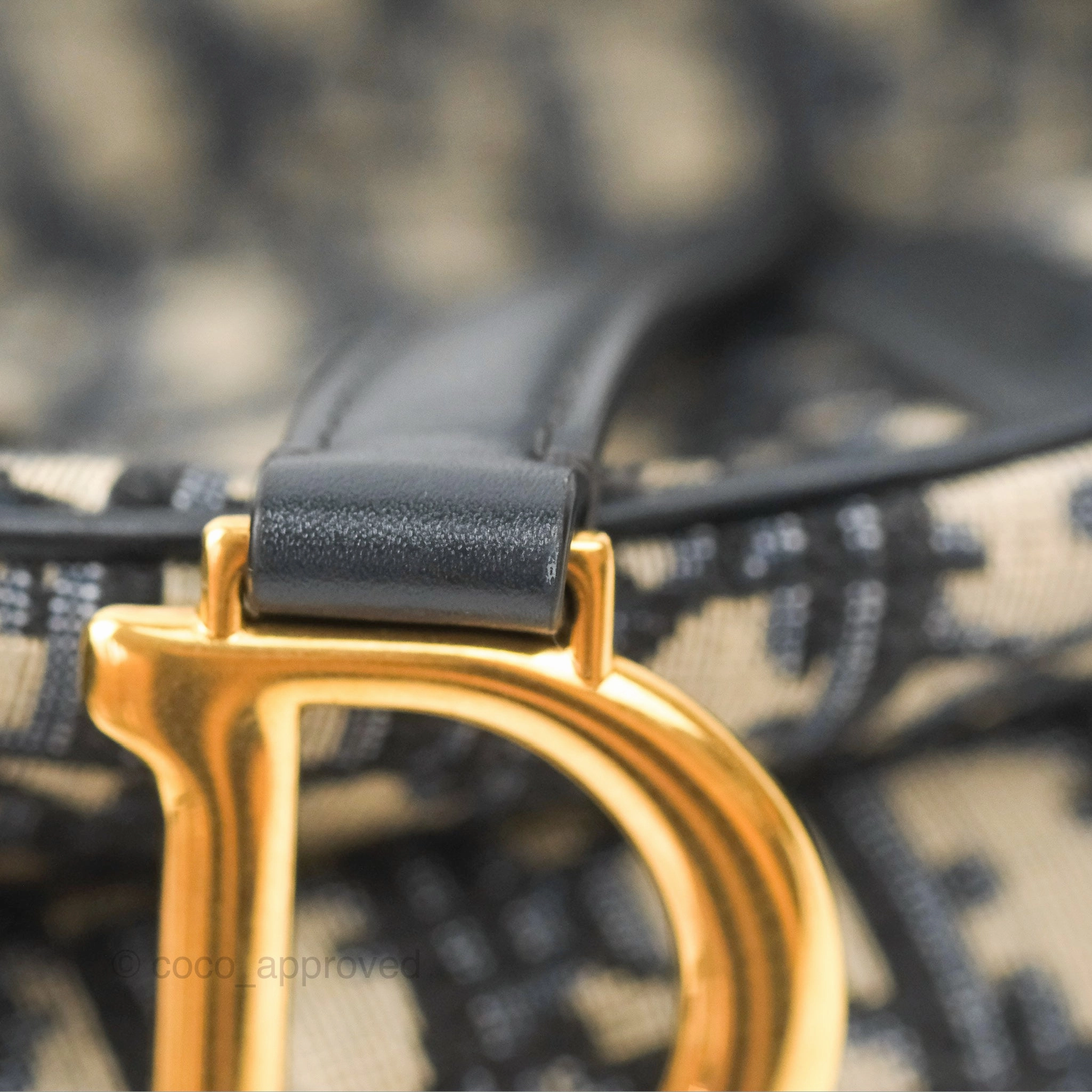 Christian Dior Mini Saddle Bag Blue Oblique Jacquard Gold Hardware