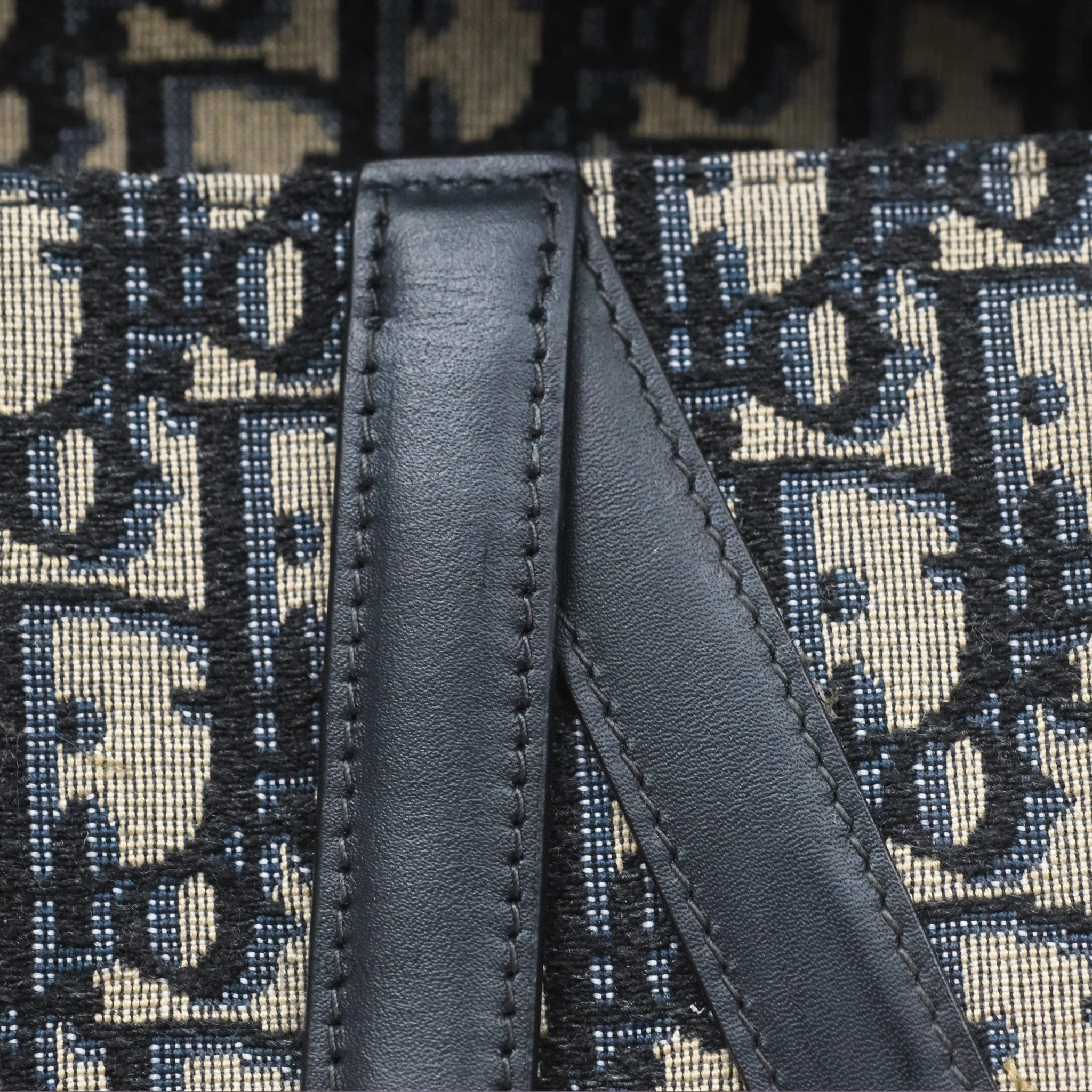 Christian Dior Mini Saddle Bag Blue Oblique Jacquard Gold Hardware