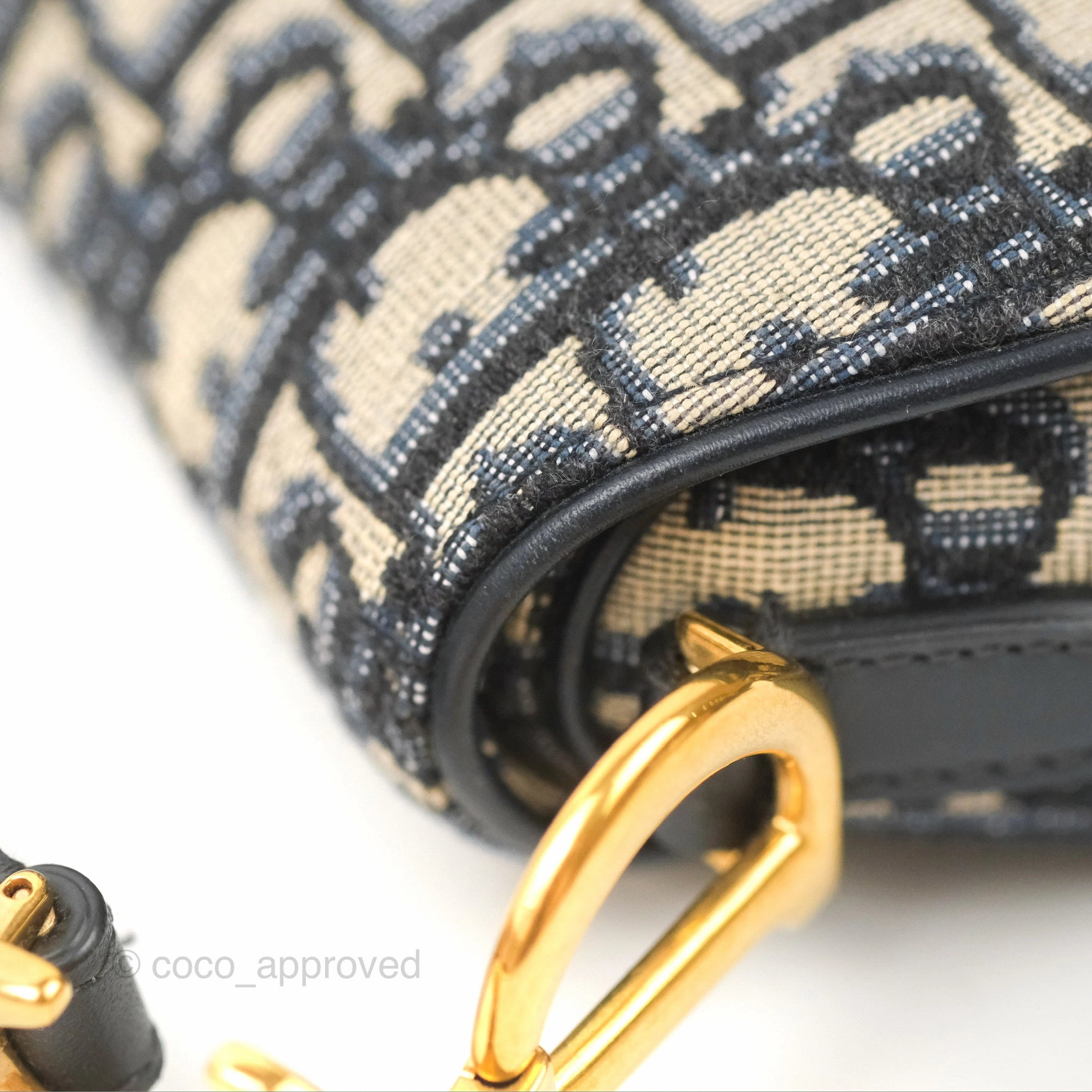 Christian Dior Mini Saddle Bag Blue Oblique Jacquard Gold Hardware